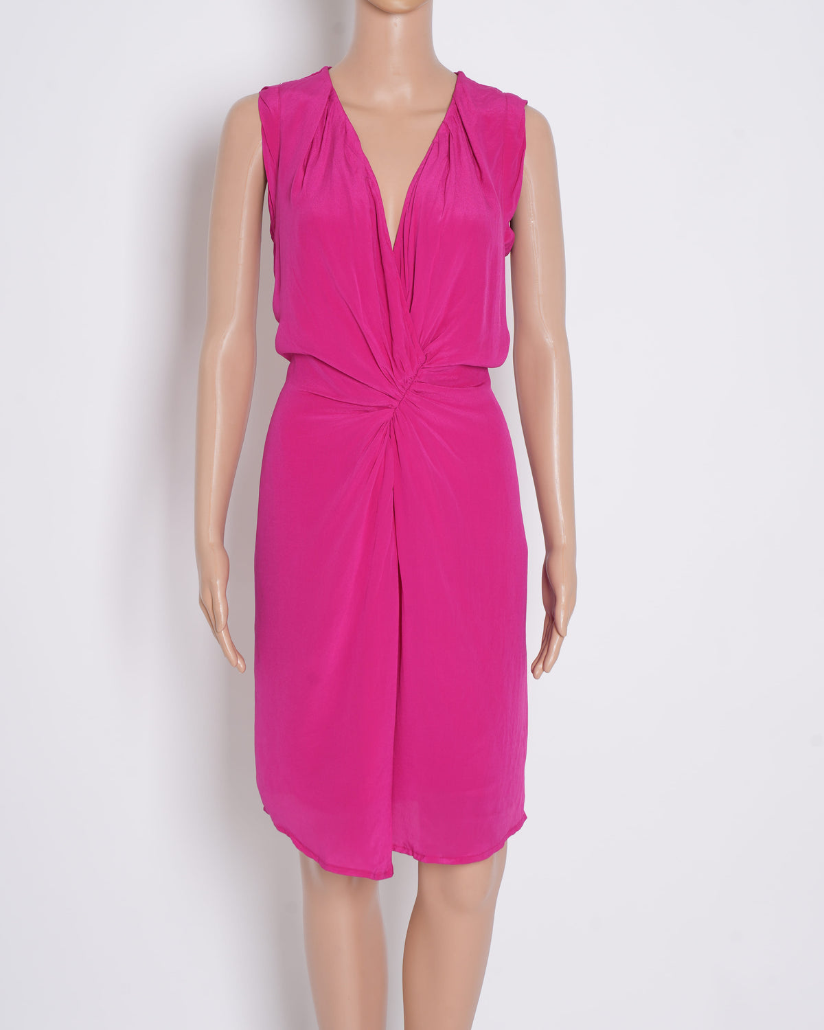 Reiss Gathered Detailing Hot Pink Dress