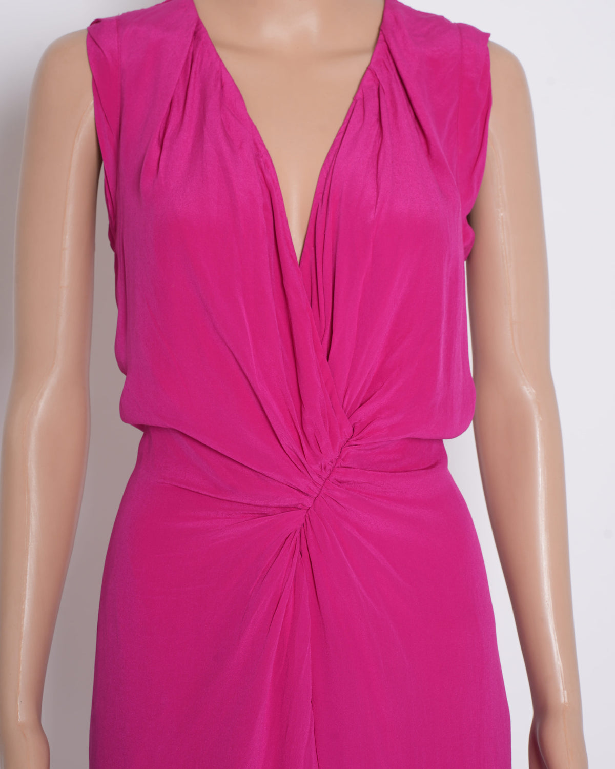 Reiss Gathered Detailing Hot Pink Dress