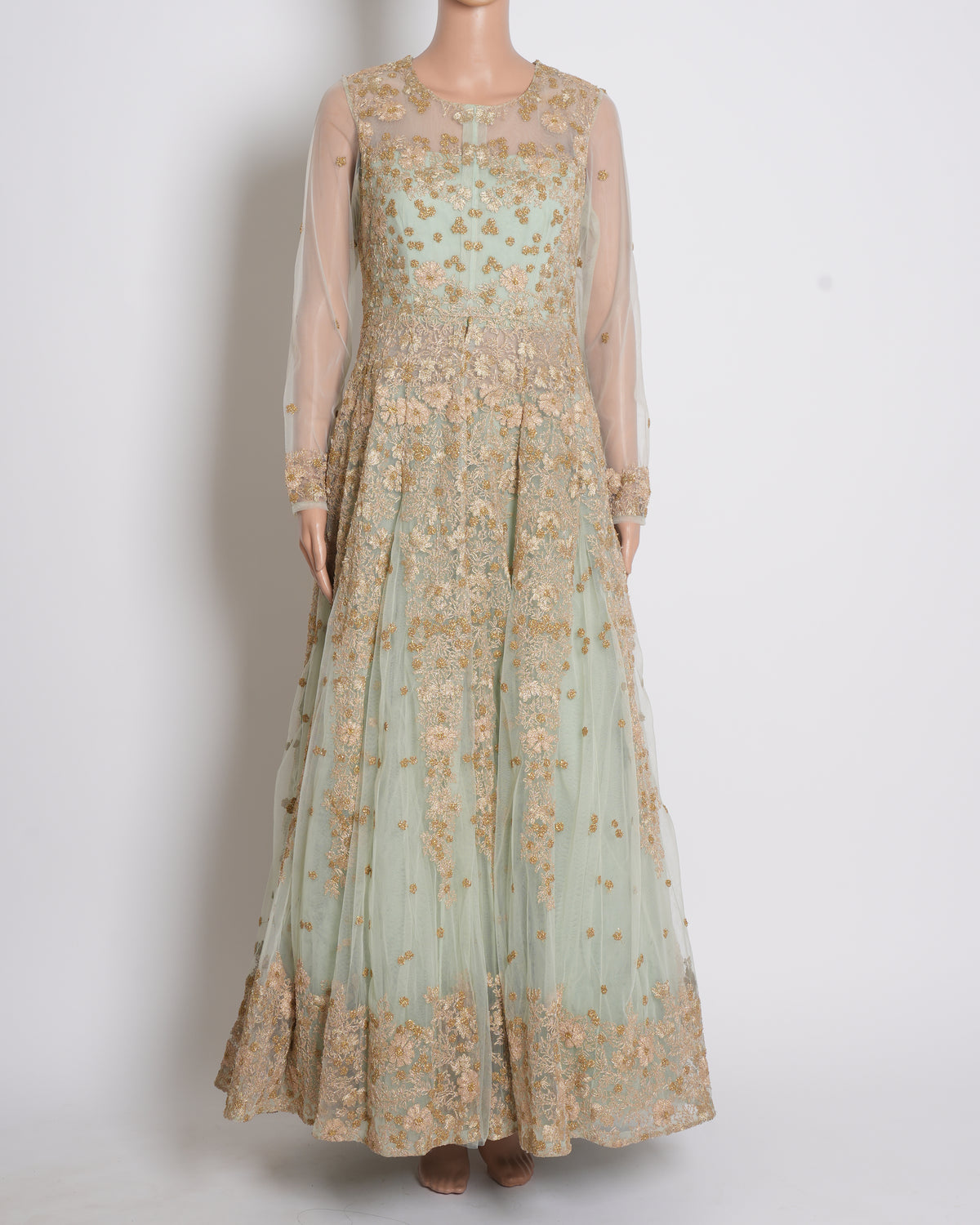 Aneesh Agarwaal ice blue embroidered lehenga top set