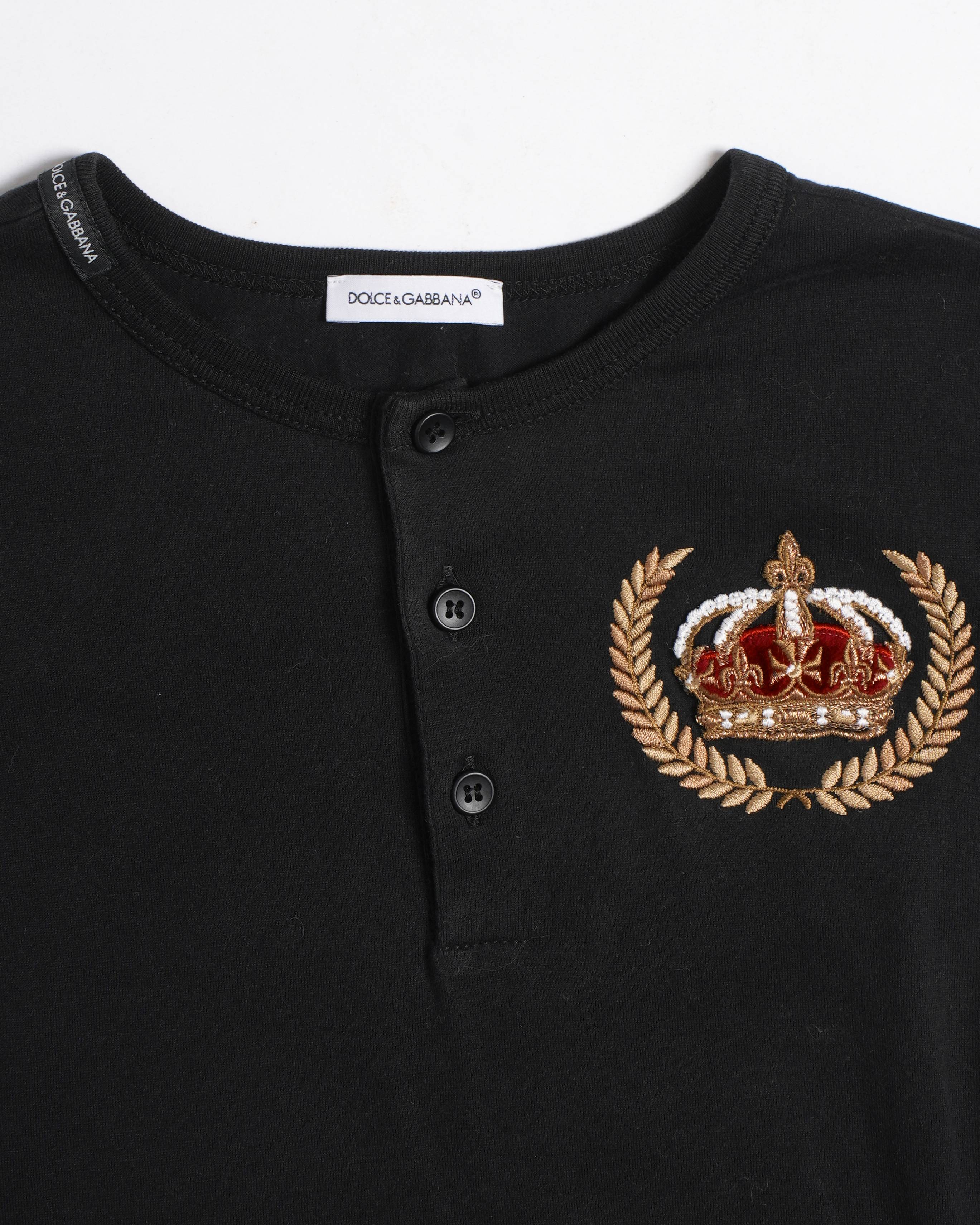 Dolce & Gabbana Kids Black Shirt with Embroidery