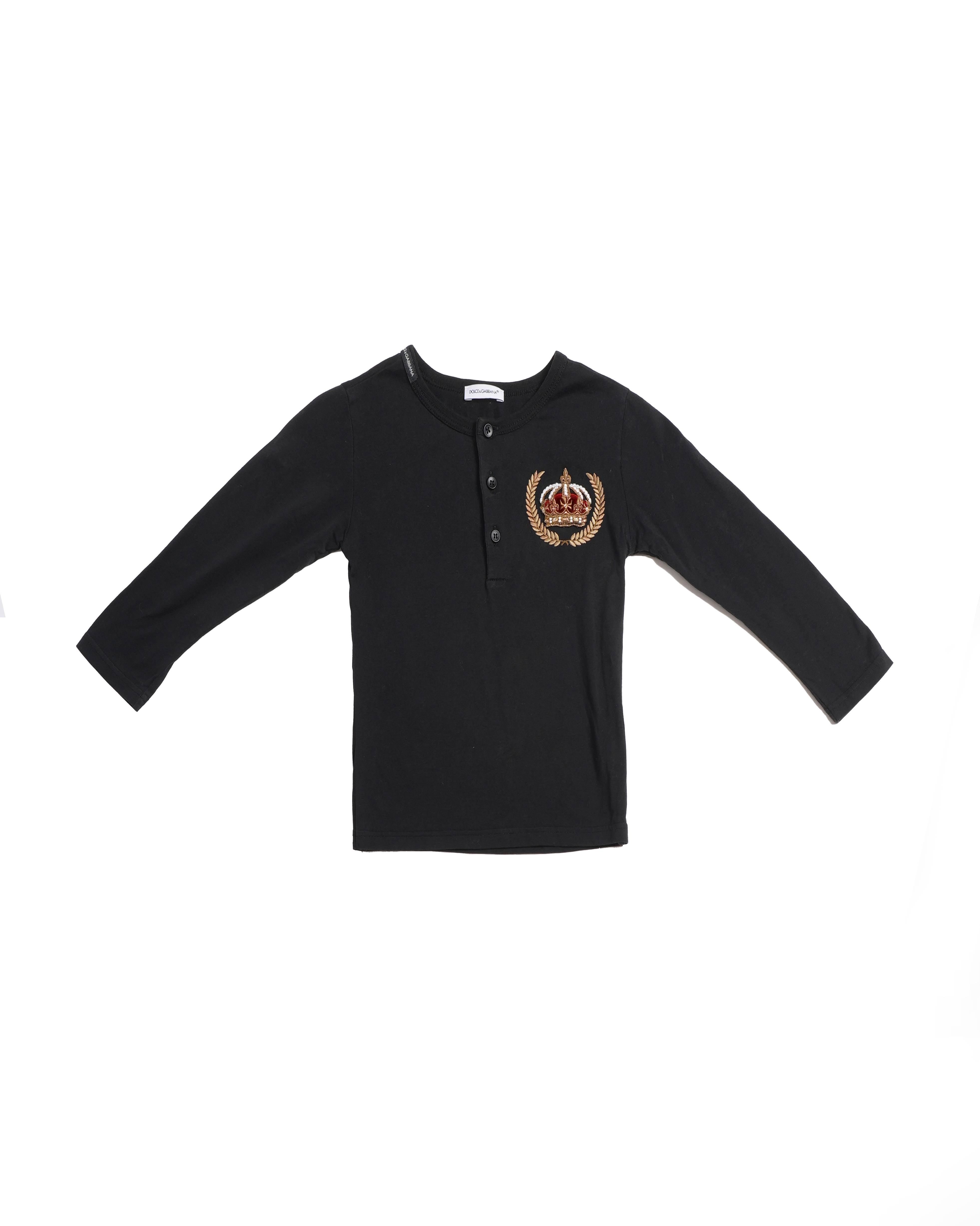 Dolce & Gabbana Kids Black Shirt with Embroidery