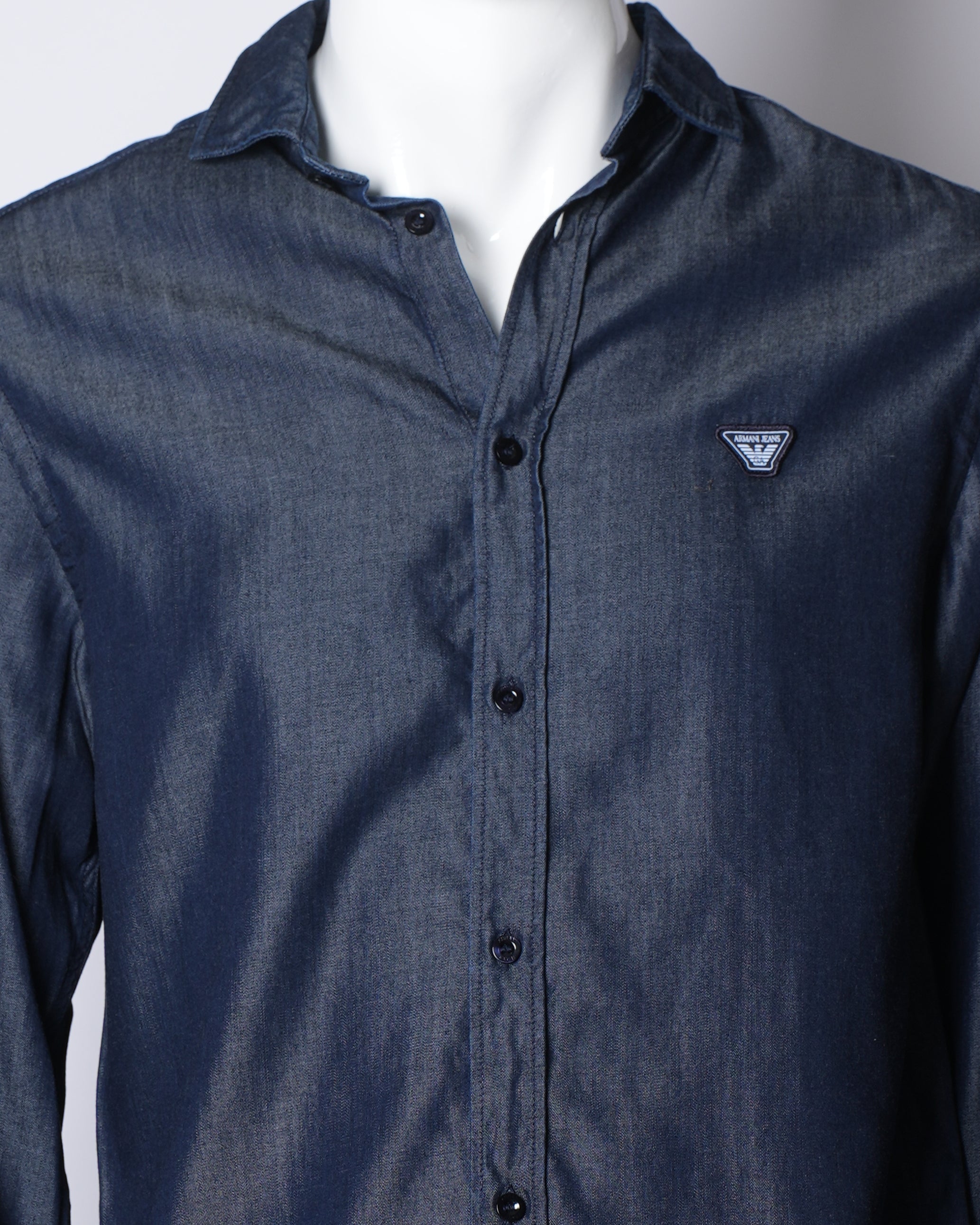 New Armani Jean Button Down Shirt In Blue