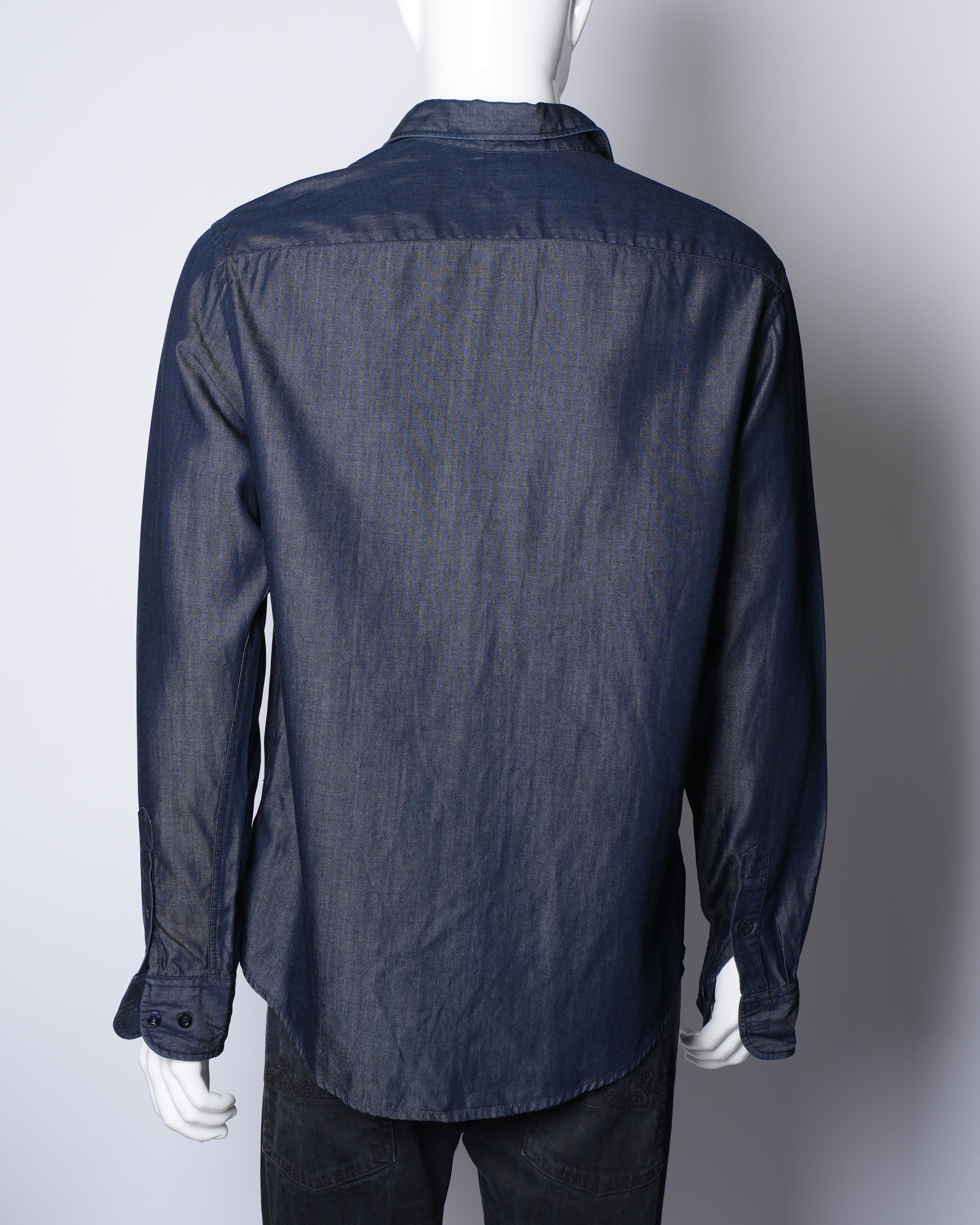 New Armani Jean Button Down Shirt In Blue