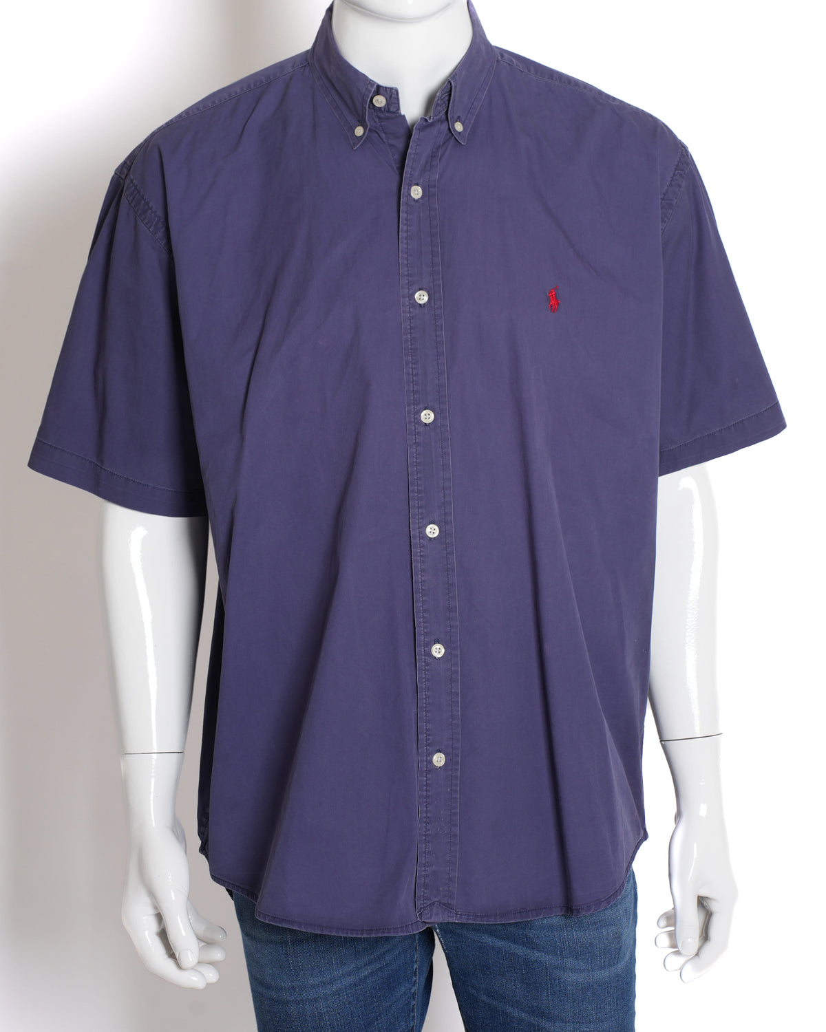 Ralph Lauren Men's Half-Sleeve Button-Down Shirt in Electric Blue