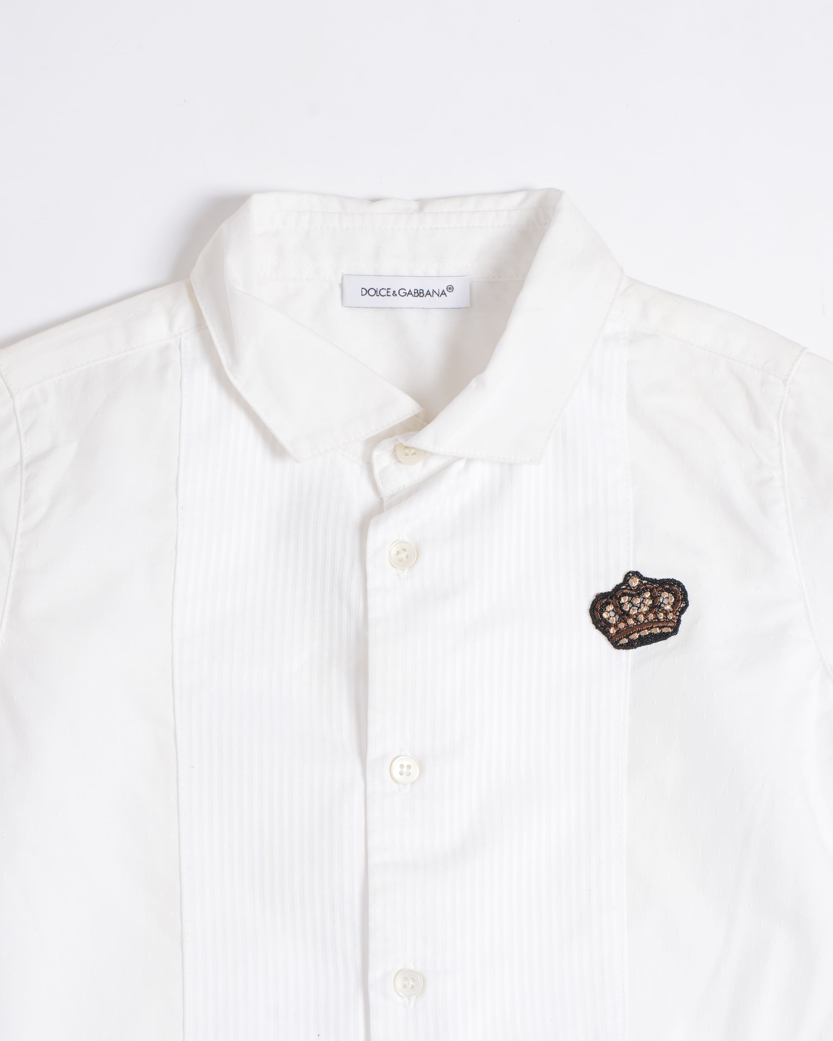 Dolce & Gabbana Kids White Shirt with Crown Patch