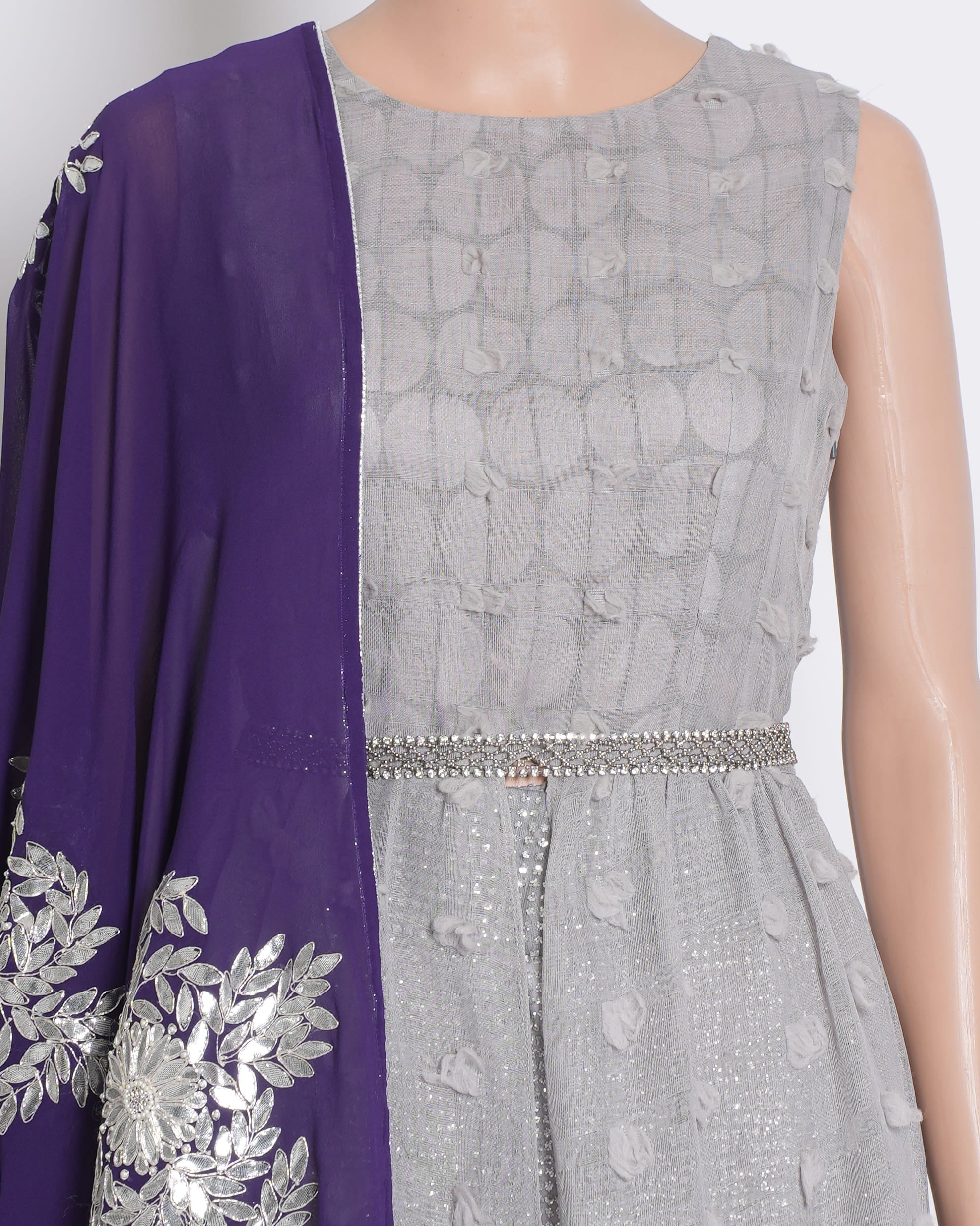 Esha Sethi Thirani Set of 3 Anarkali in Grey & Ink Blue