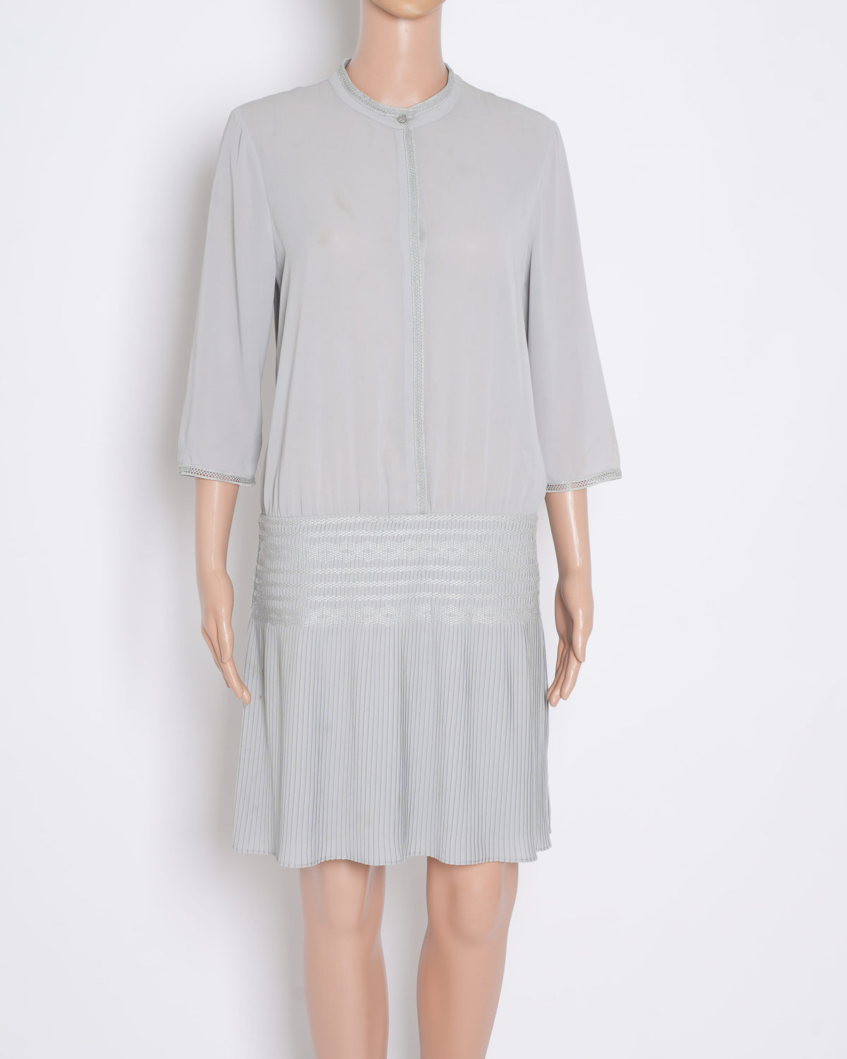Reiss Pleated Dress In Grey