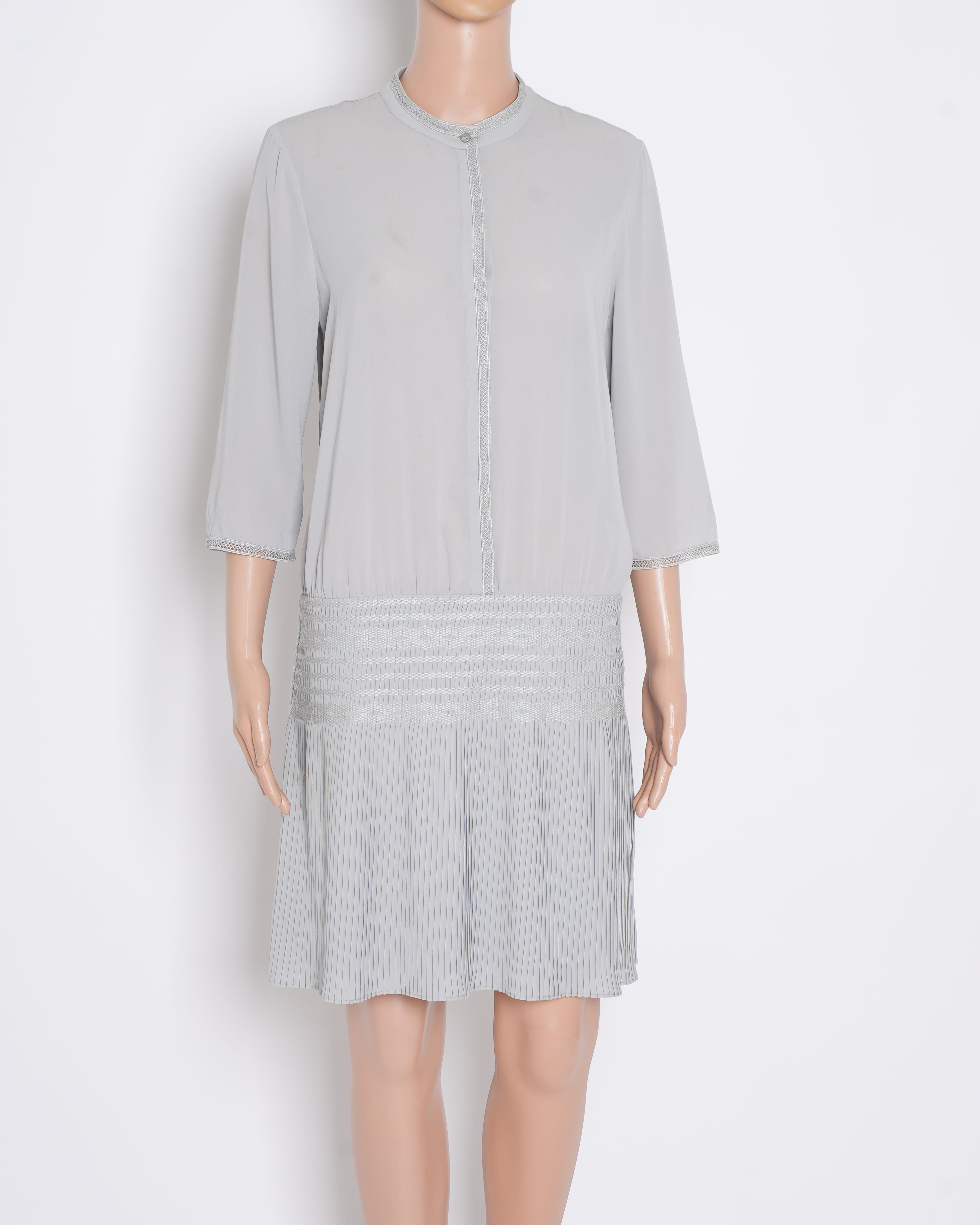 Reiss Pleated Dress In Grey