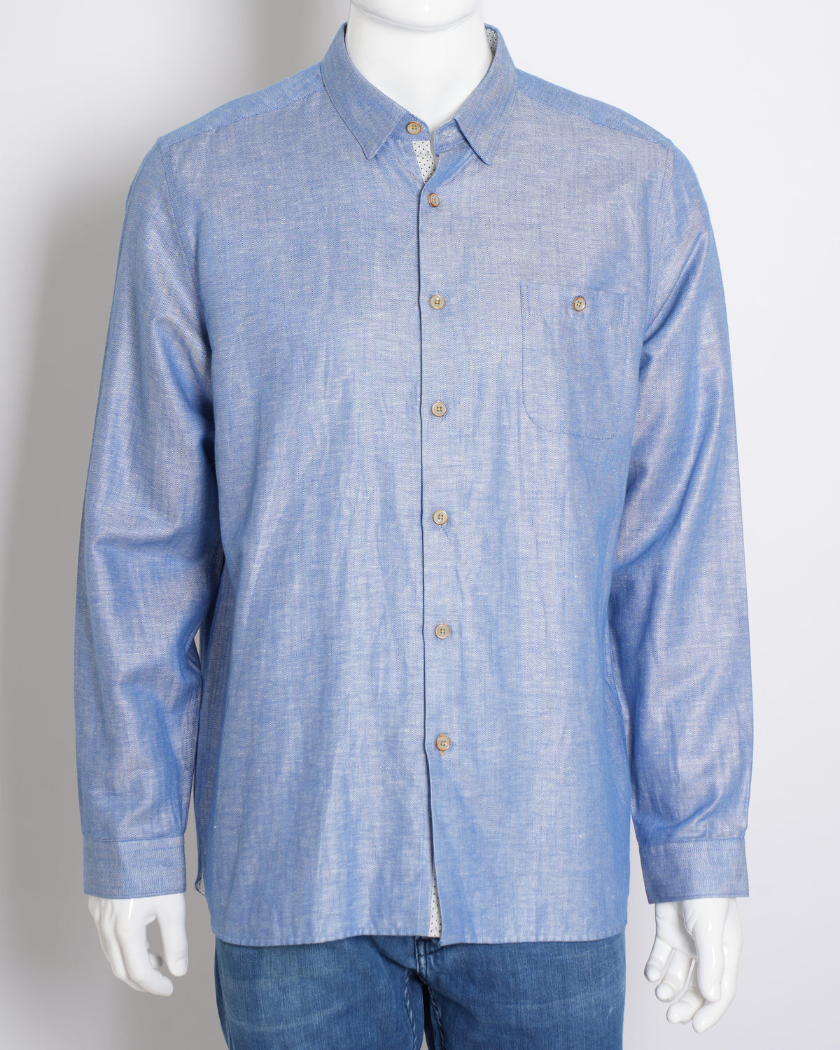 New Ted Baker Men's Button Down Full Sleeve Shirt In Blue