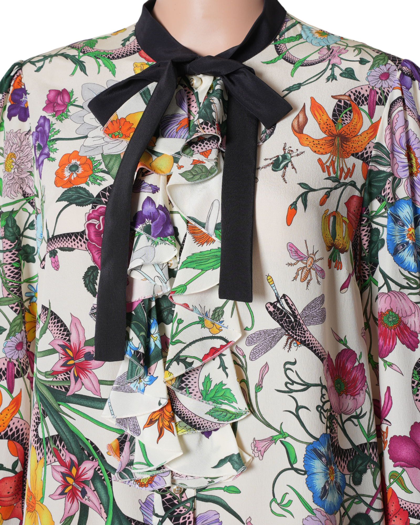 Gucci Botanical Floral Silk Candy Crepe Dress