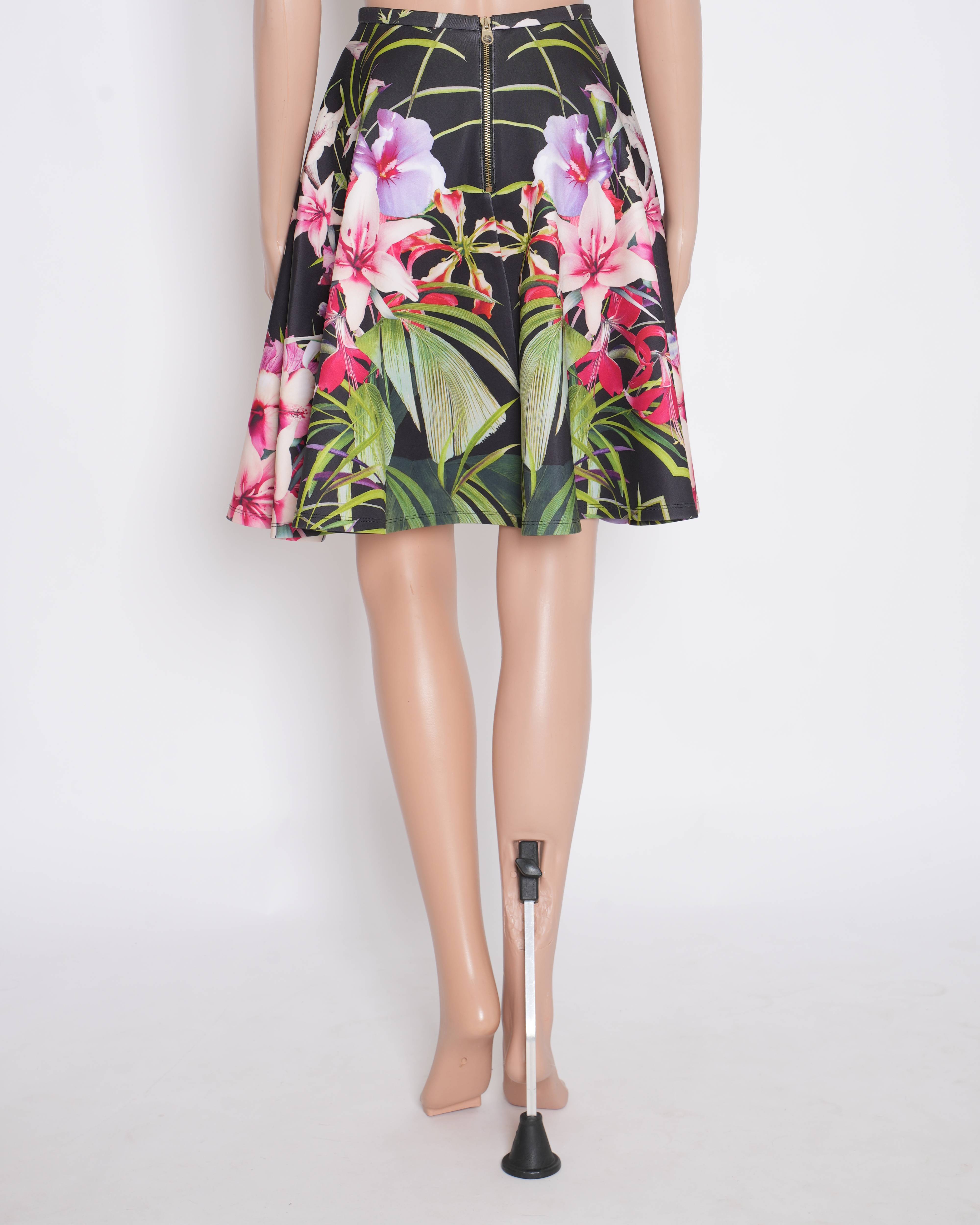 Ted baker black floral printed mini skirt