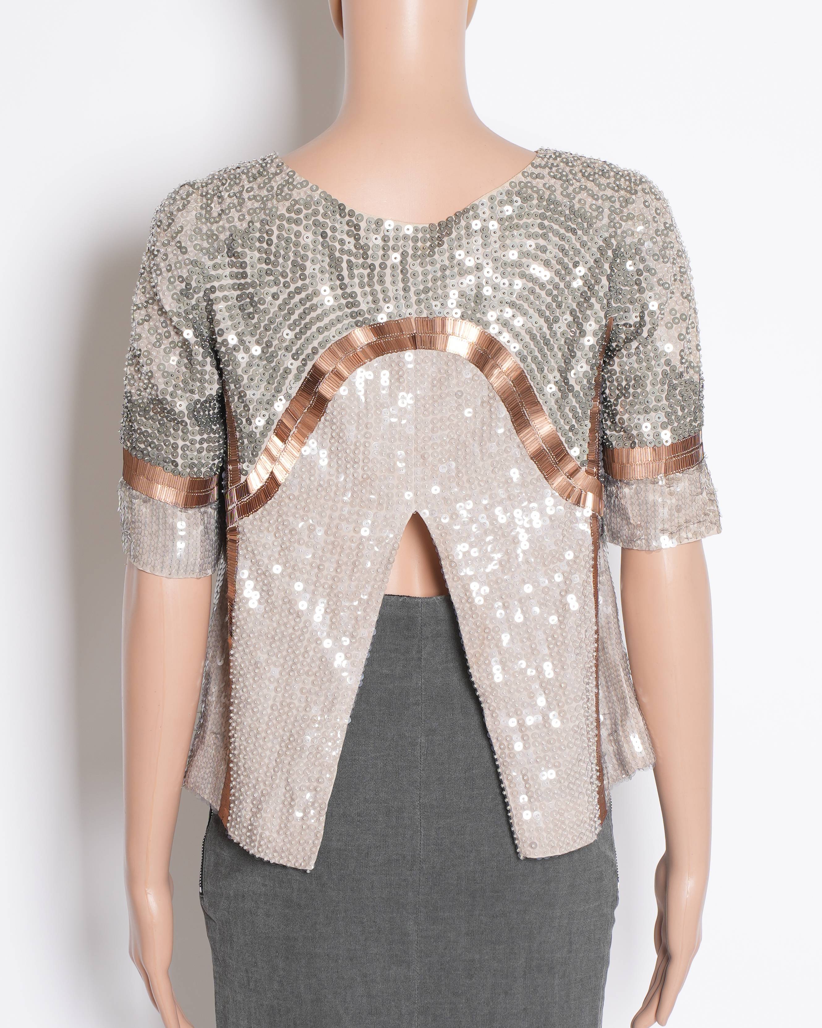 Rohit Gandhi & Rahul Khanna Grey Sequin Top