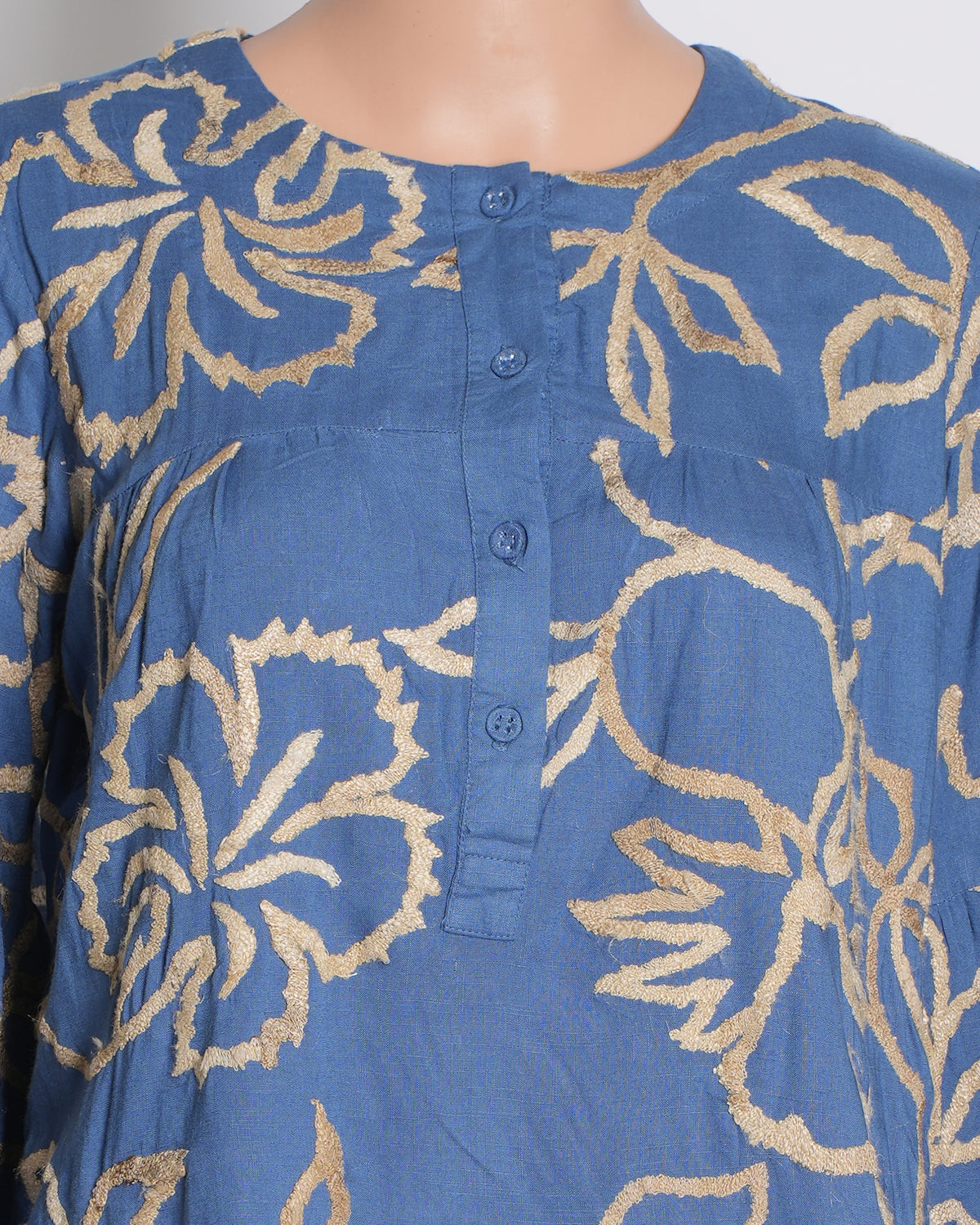 Abraham & Thakore Tussar Silk Embroidered Floral Top