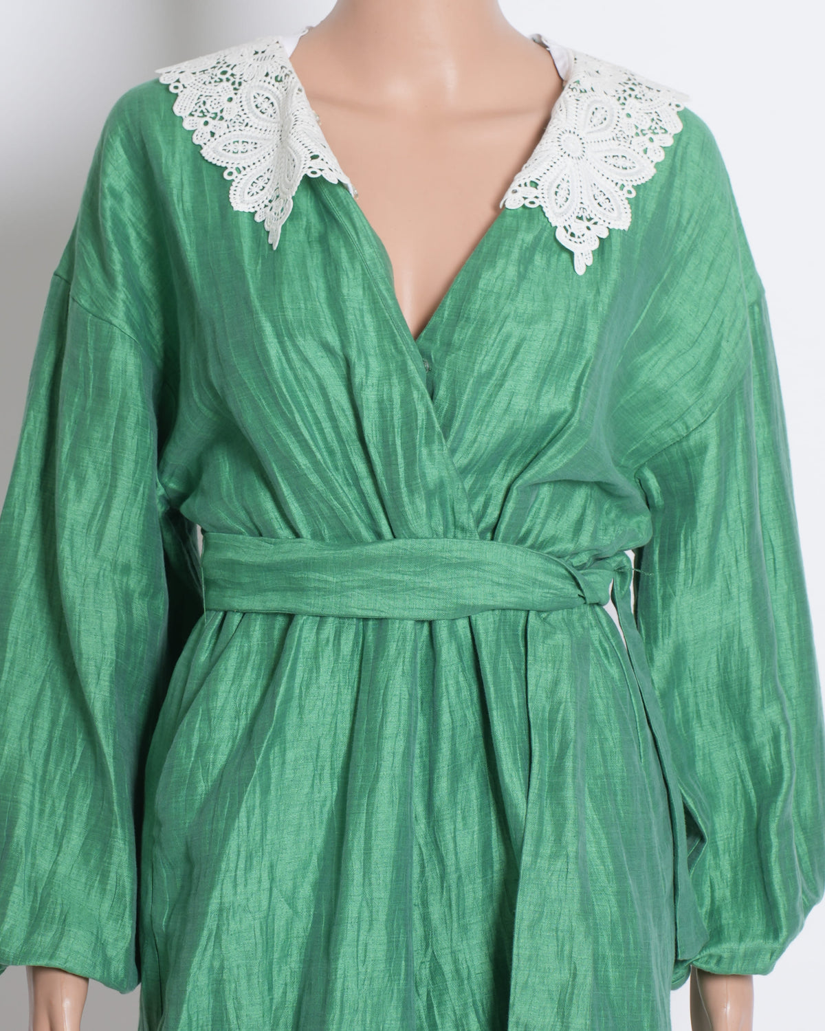 Maje Green Jumpsuit With Lace Detailing