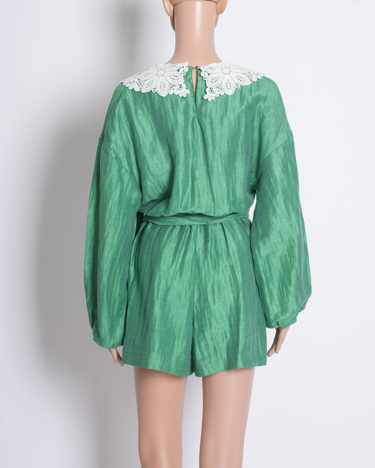 Maje Green Jumpsuit With Lace Detailing