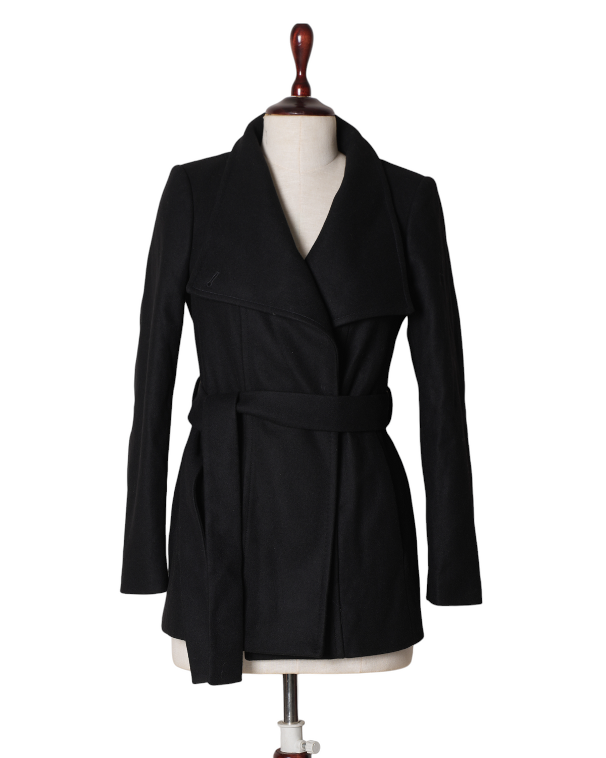 New Ted Baker Black Wrap Wool Coat