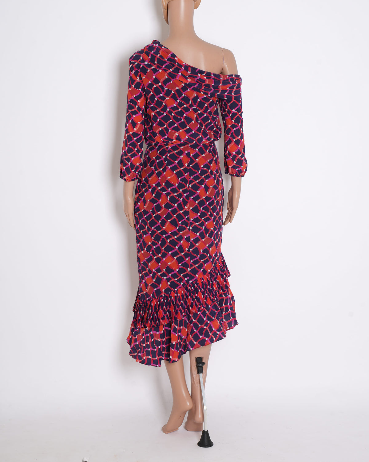 Saloni Printed Knee-Length Dress In Red