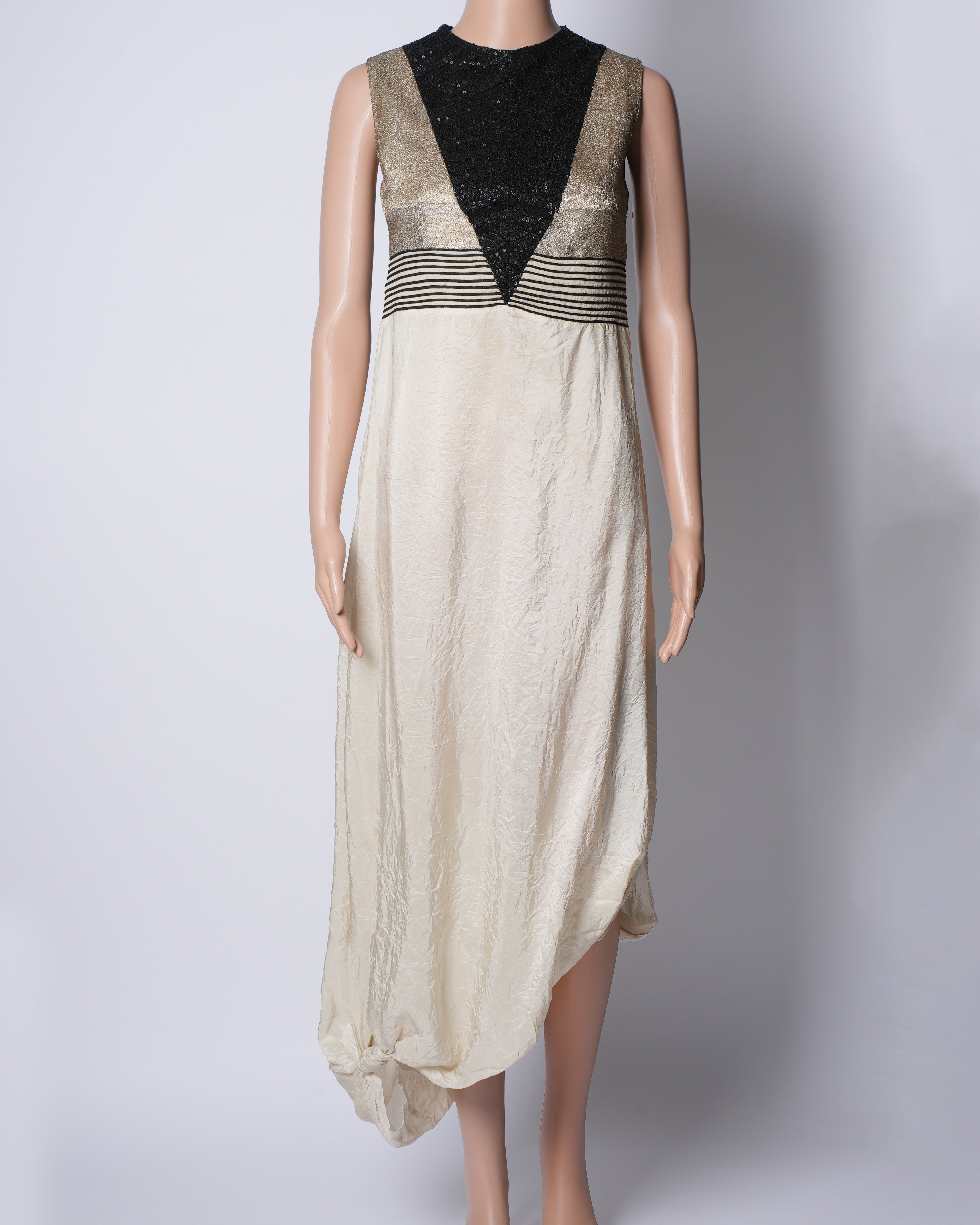 Anamika Khanna Cowl Dress Cream & Black