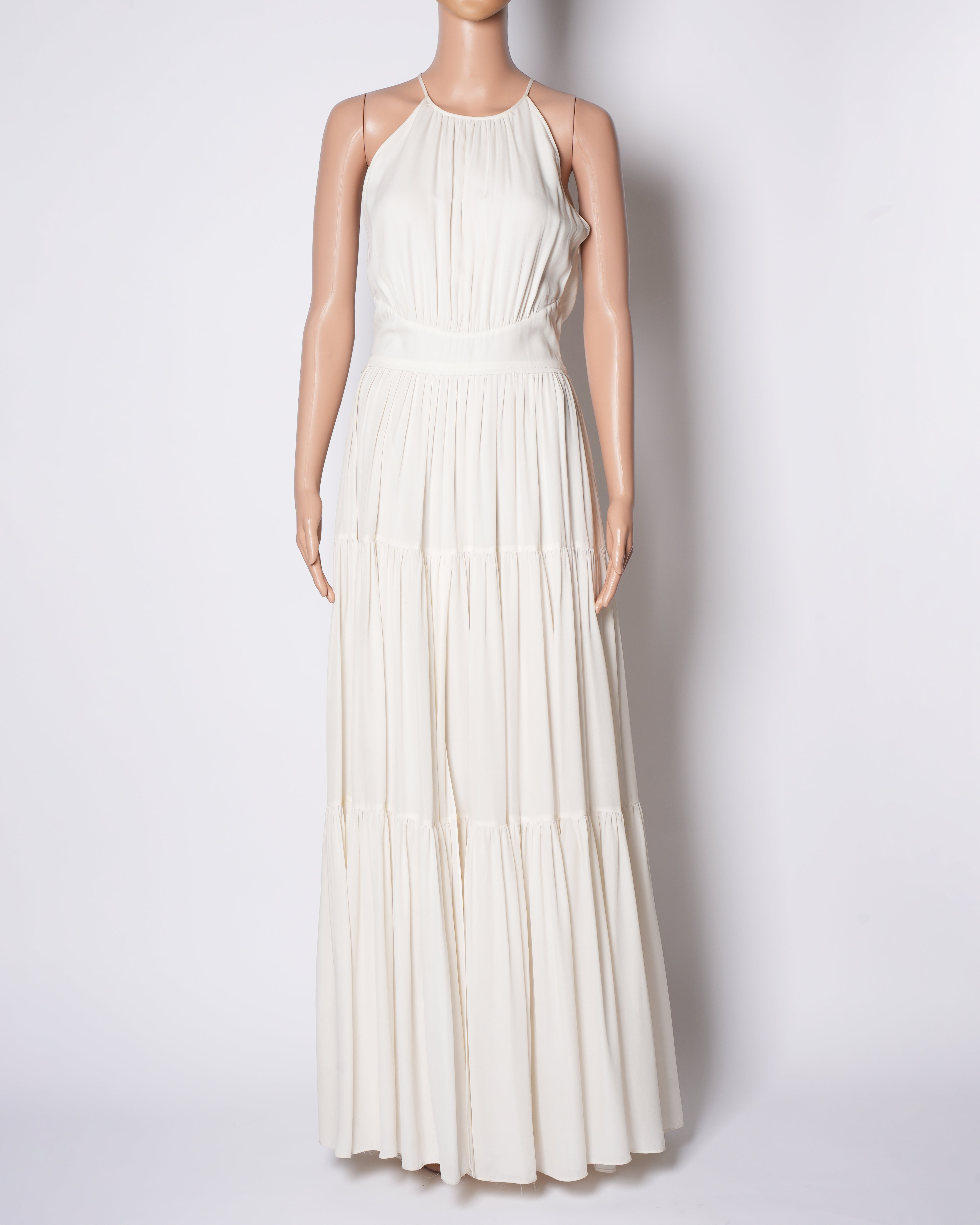 L'agence White Halterneck Long Dress