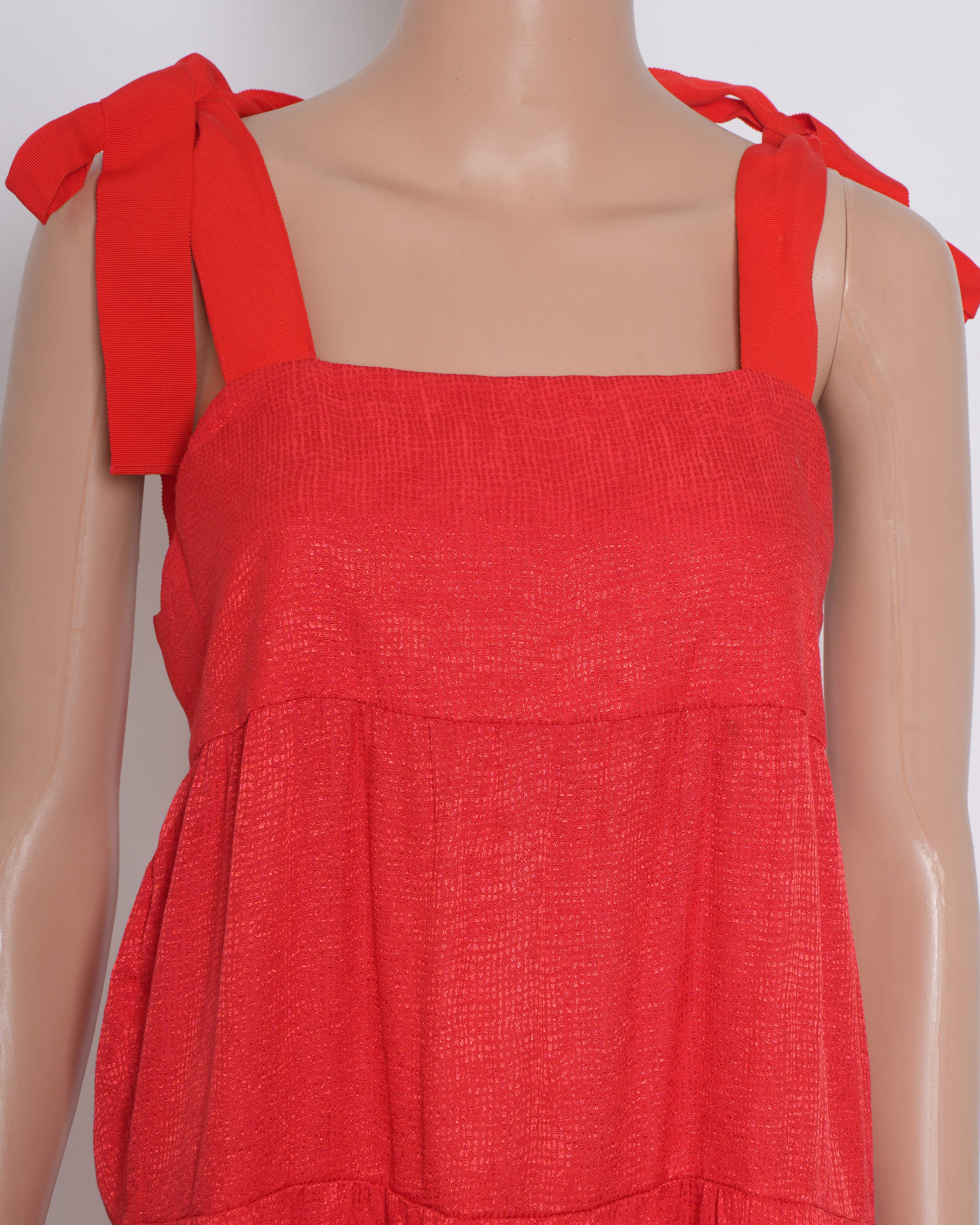 Alice and Olivia Lace Tie-up Dress In Red
