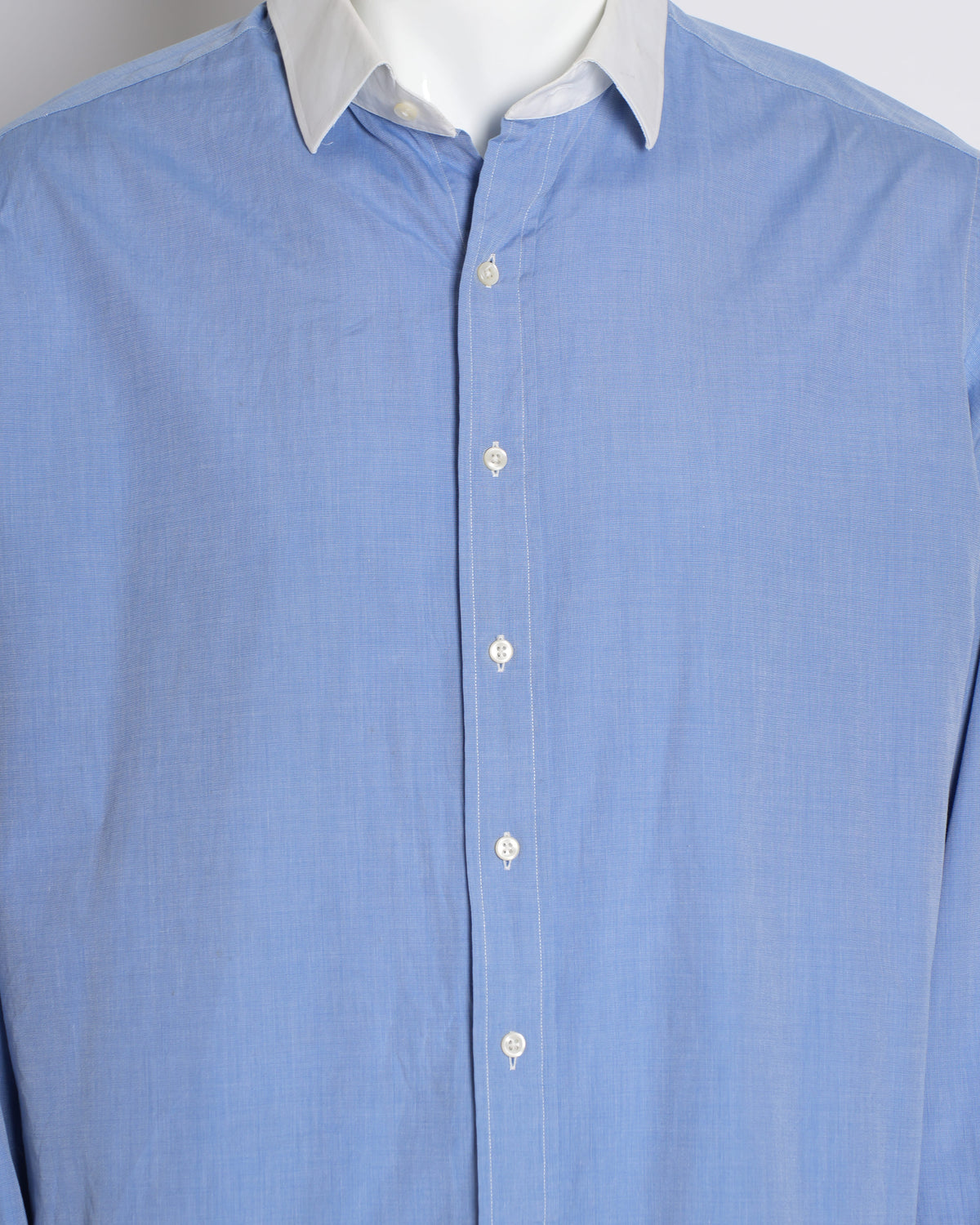 Ralph Lauren Men's Full-Sleeve Button-Down Shirt in Blue with White Collar Detail