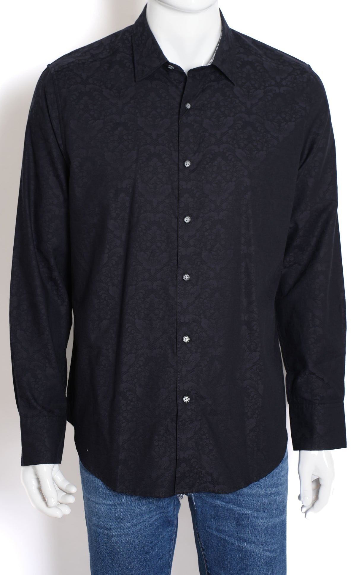 Roberto Graham Black Button Down Full Sleeve Shirt
