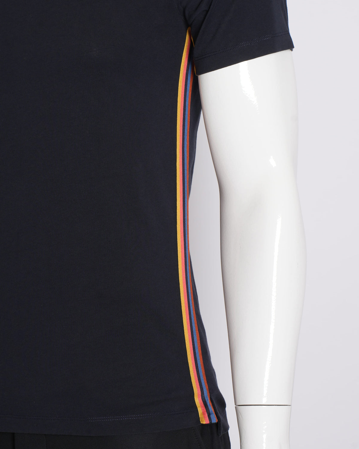 Paul Smith Men's T-shirt in Ink Blue with Stripe Detailing on the Sides