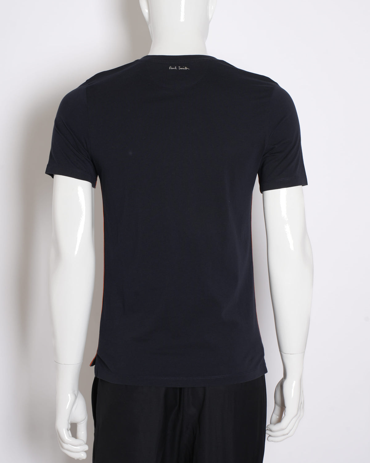 Paul Smith Men's T-shirt in Ink Blue with Stripe Detailing on the Sides