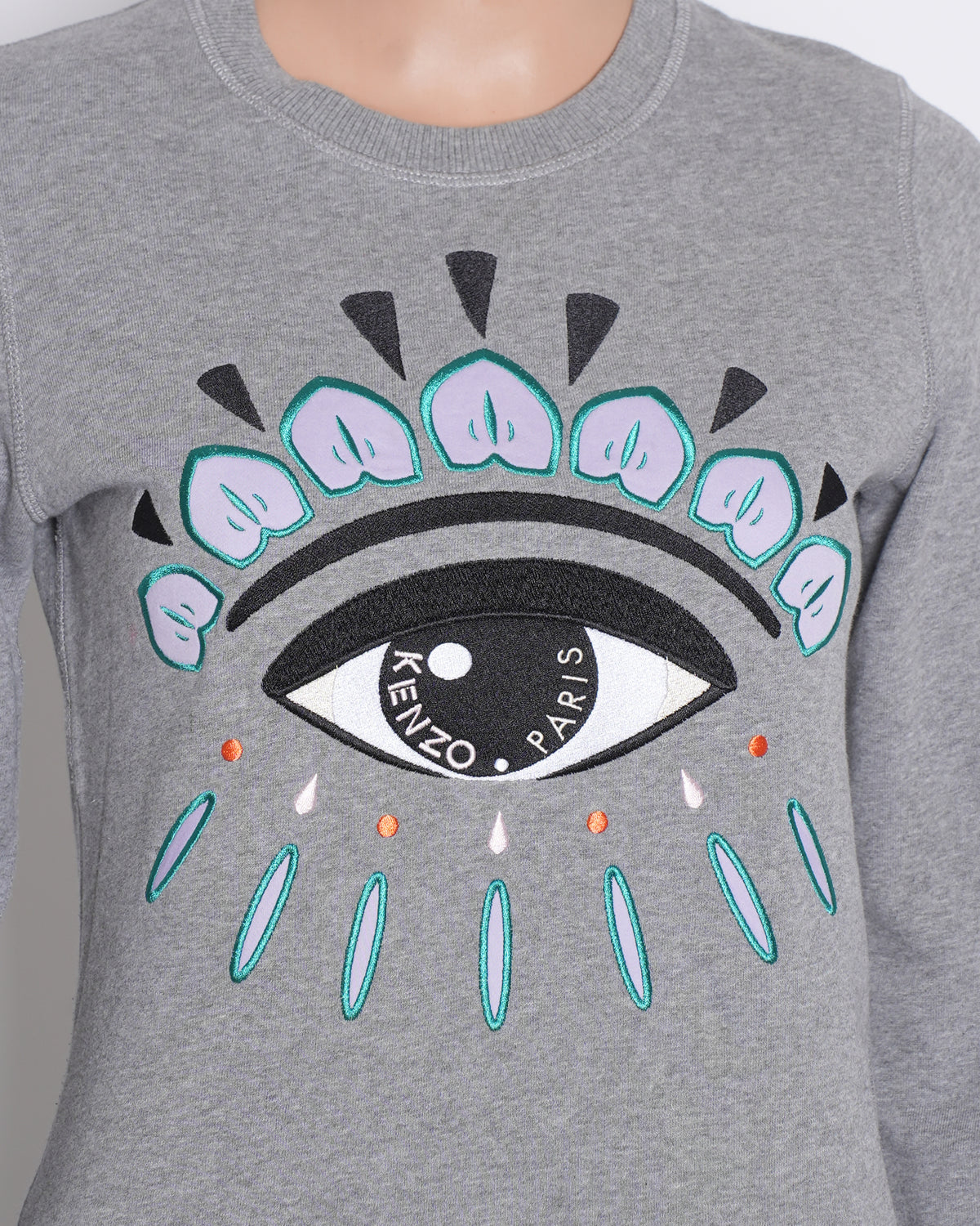 Kenzo Grey Eye Embroidered Crewneck T-Shirt