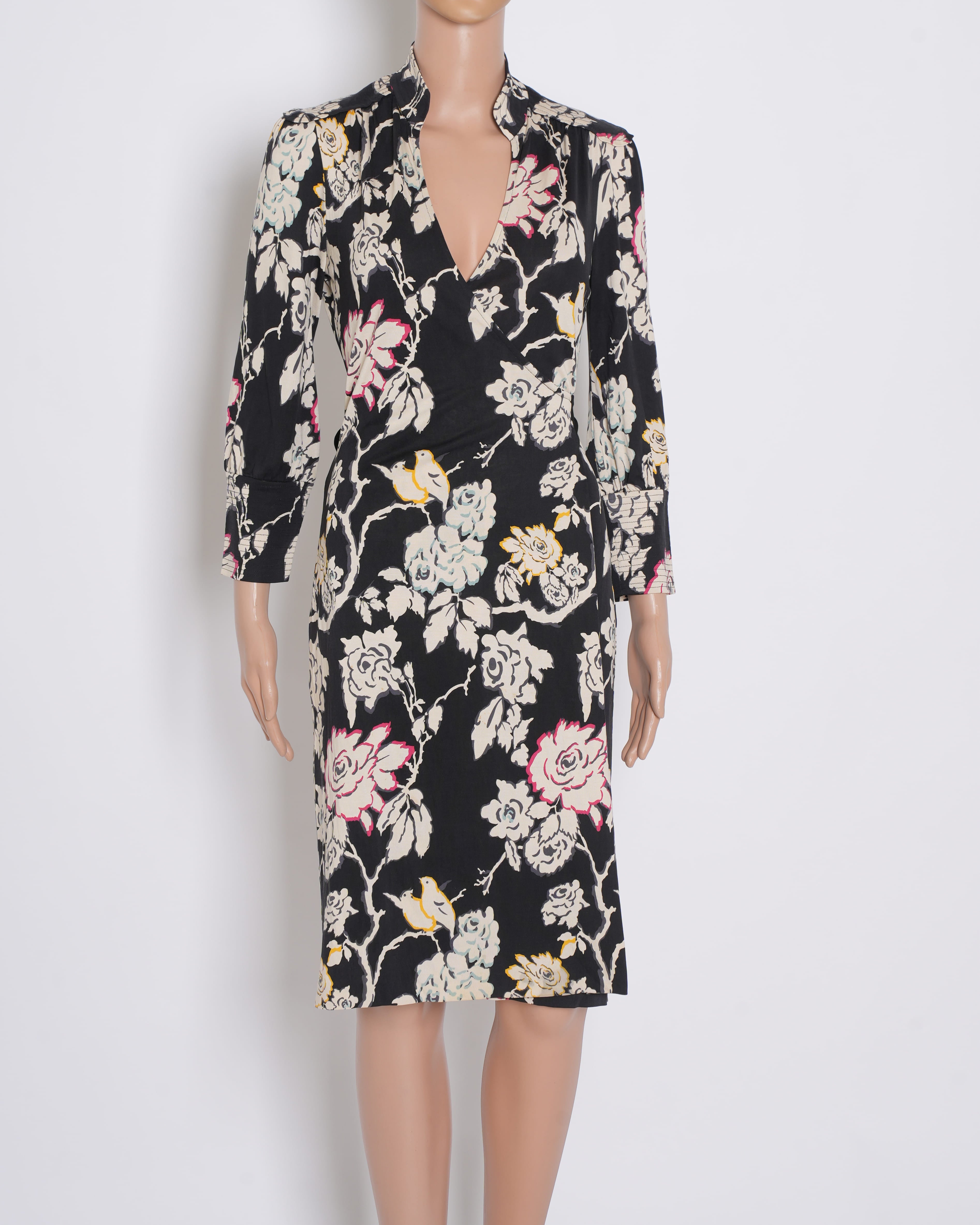 Diane Von Furstenberg Printed Mini Wrap Around Robe Dress