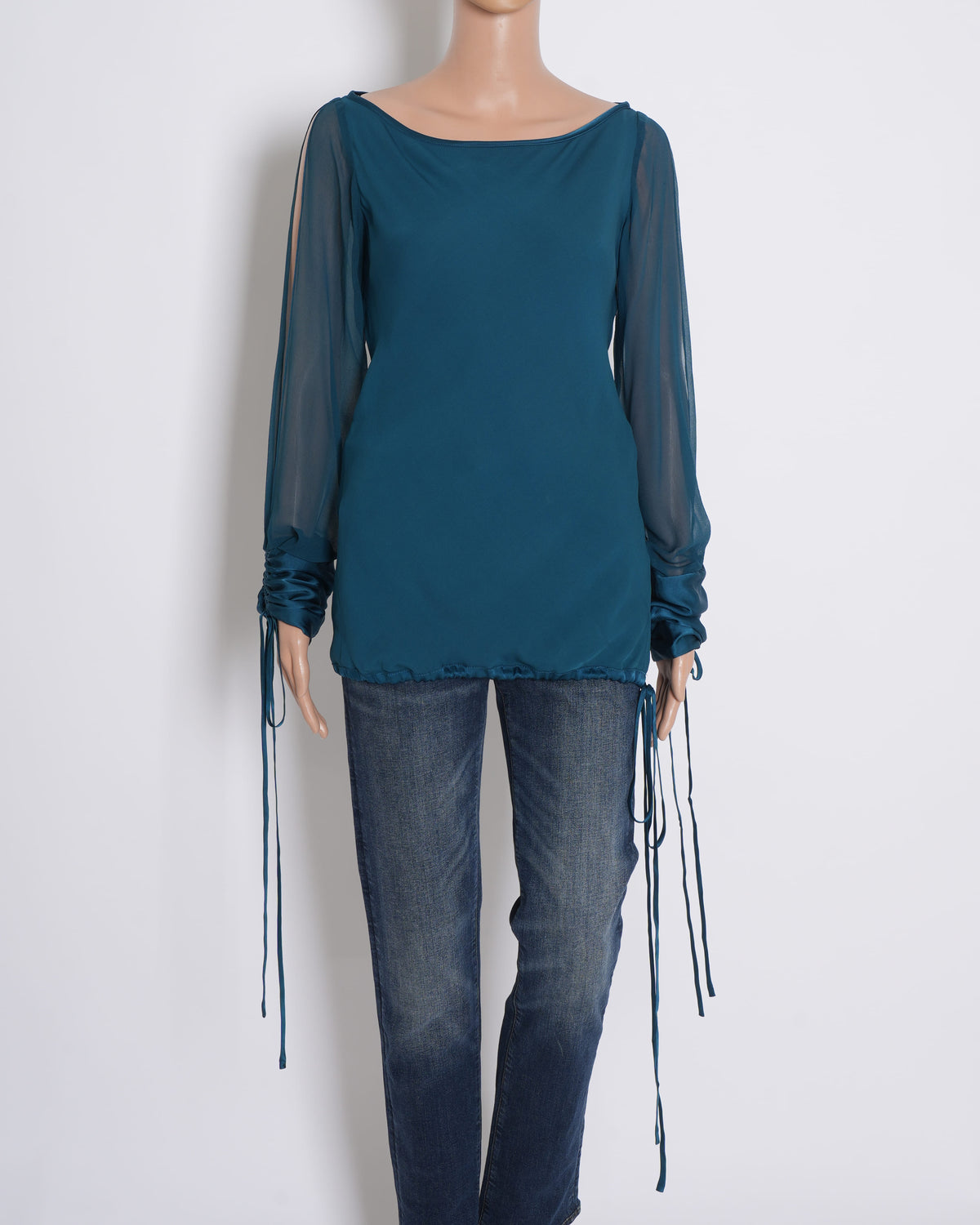Gauri and Nainika Official Website Blue Full Sleeve Top In Teal