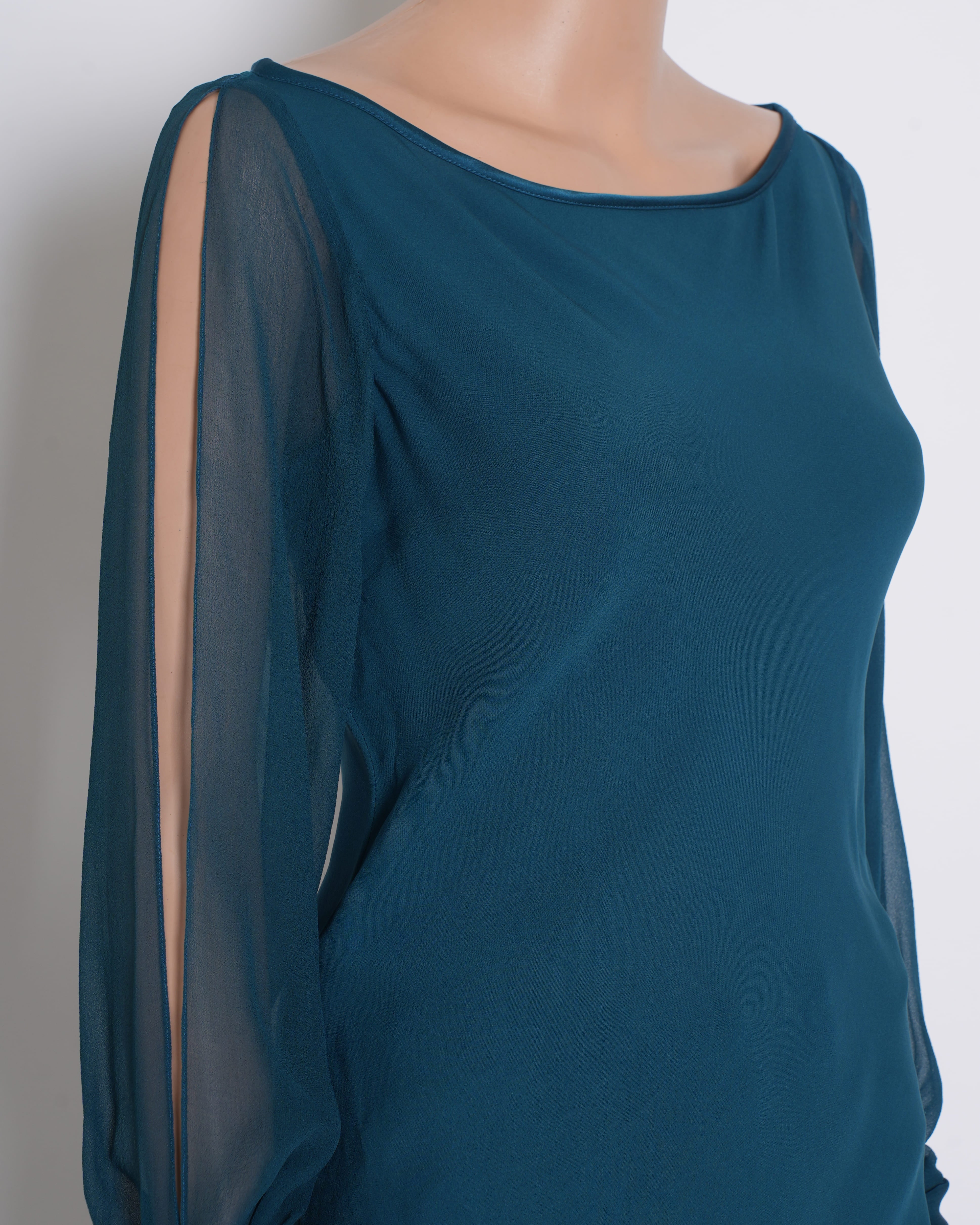 Gauri and Nainika Official Website Blue Full Sleeve Top In Teal