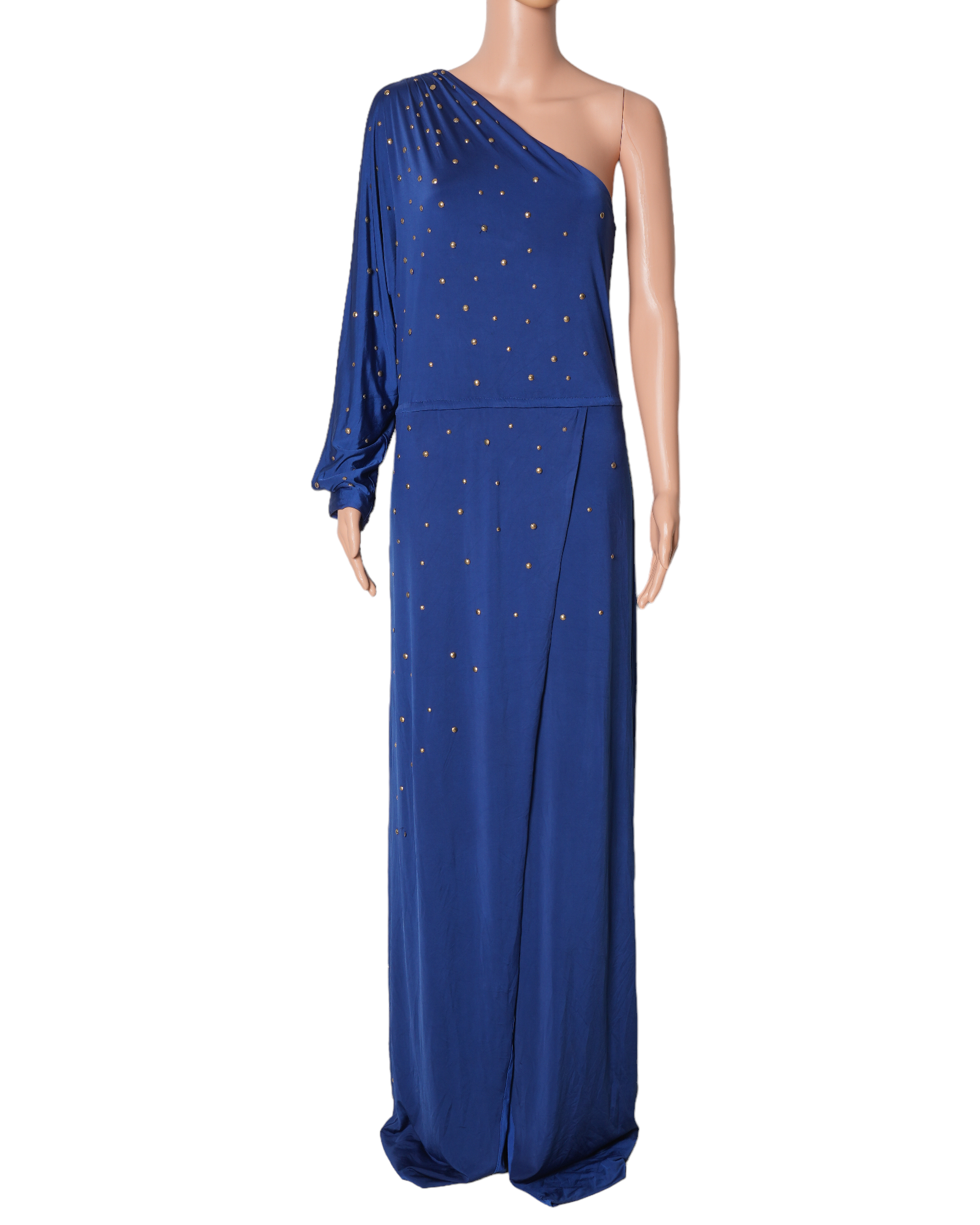 Halston Herritage Single Shoulder Dress In Blue