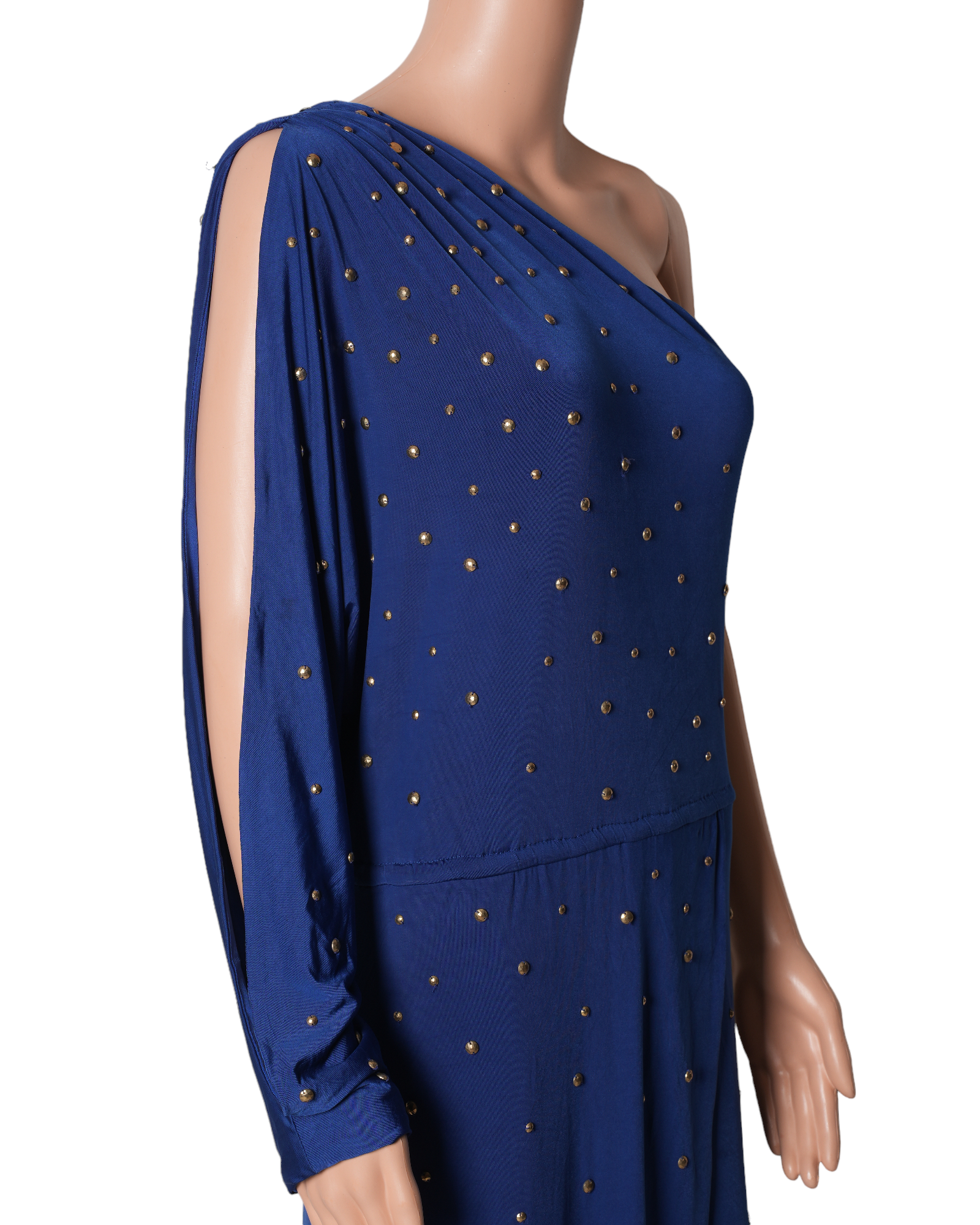 Halston Herritage Single Shoulder Dress In Blue