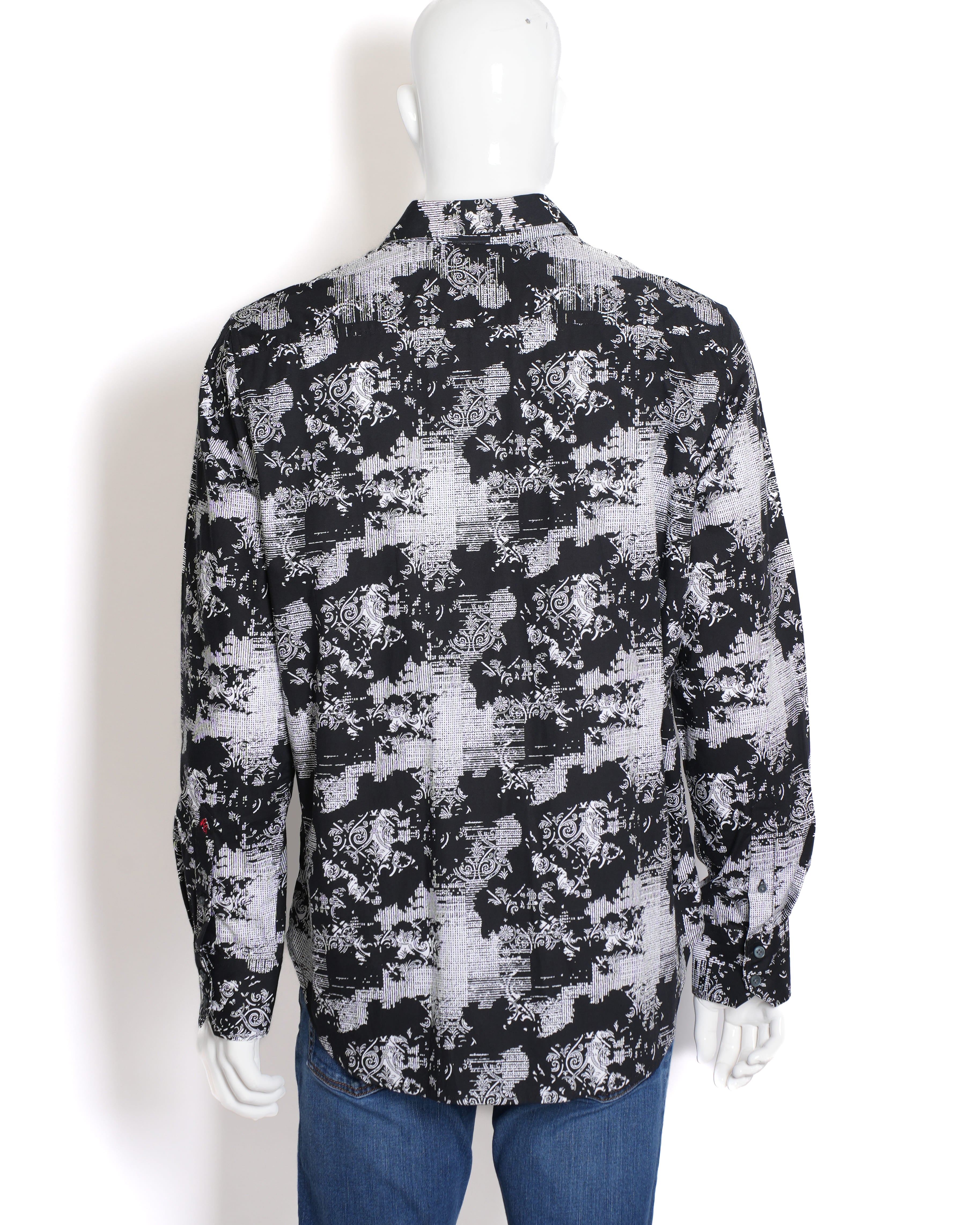 Roberto Graham Black & White Button Down Full Sleeve Shirt