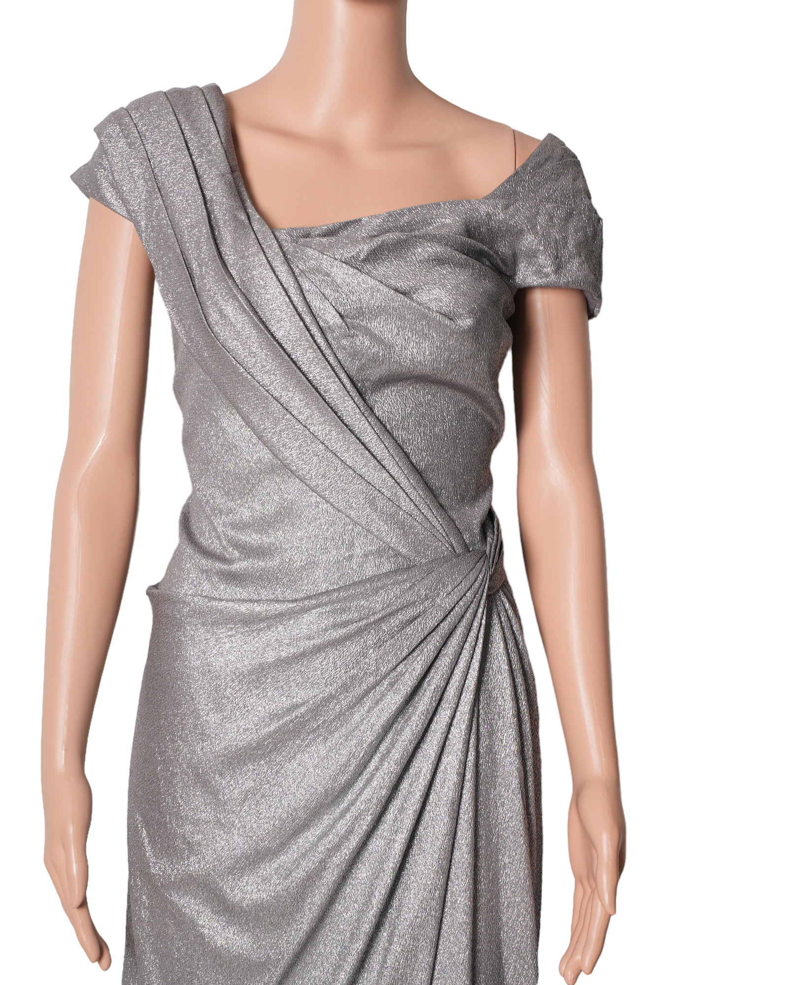 Tadashi Shoji Silver Draped Dress