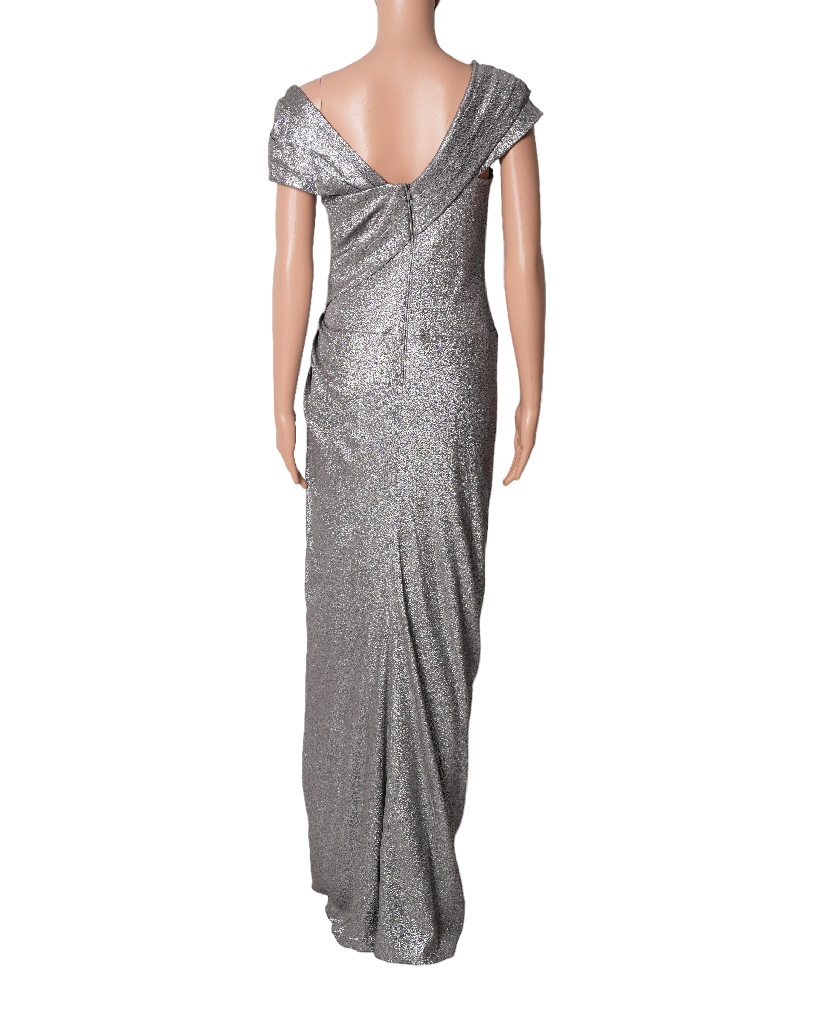 Tadashi Shoji Silver Draped Dress