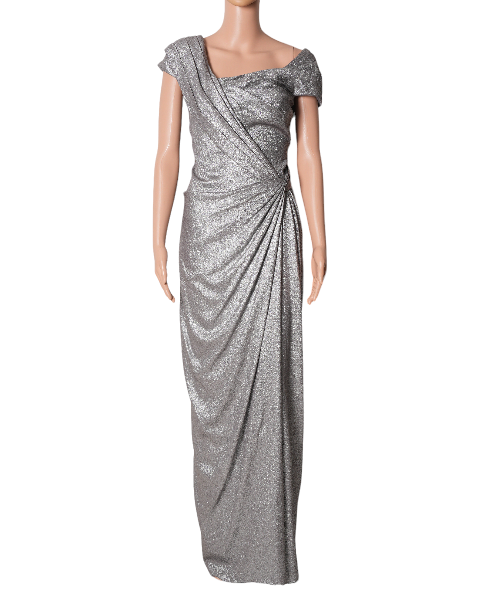 Tadashi Shoji Silver Draped Dress