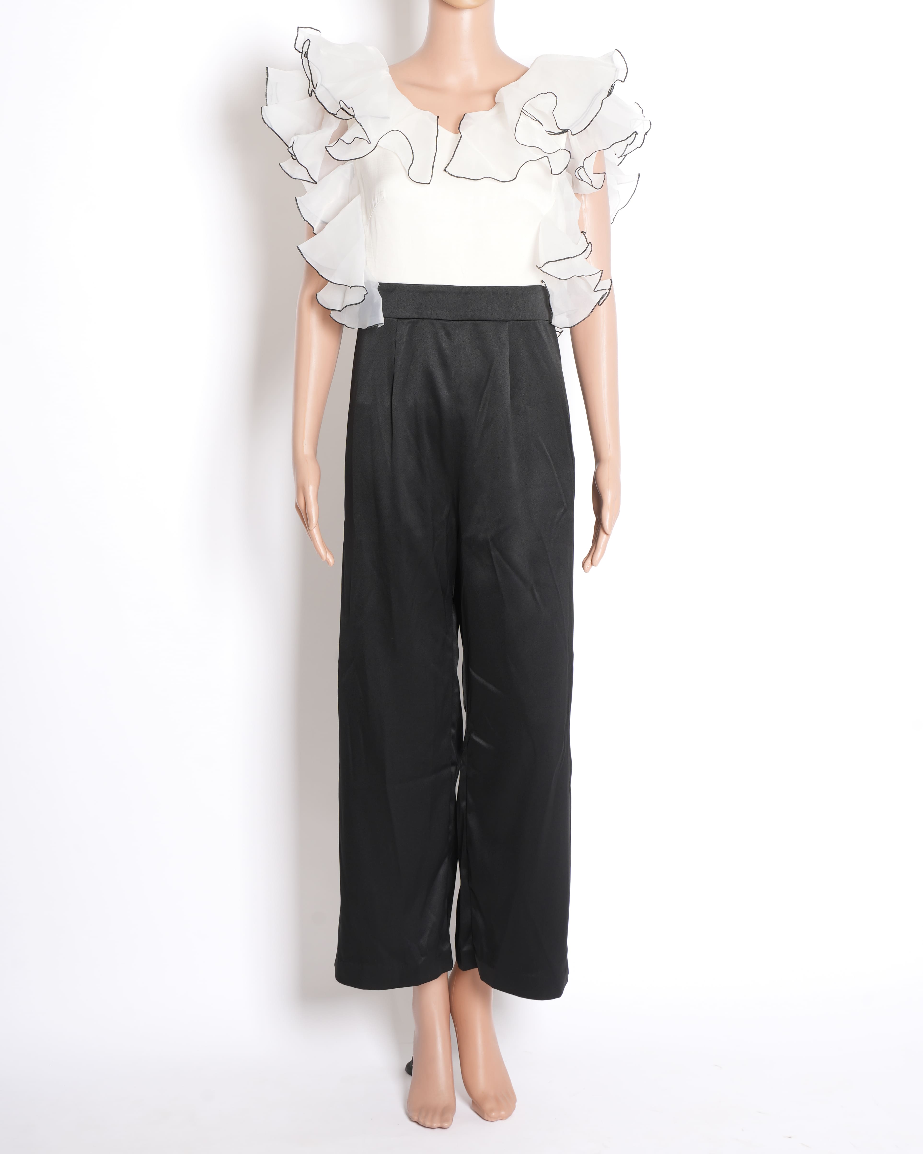 Pranati Kejriwal White Crepe & Organza Jumpsuit
