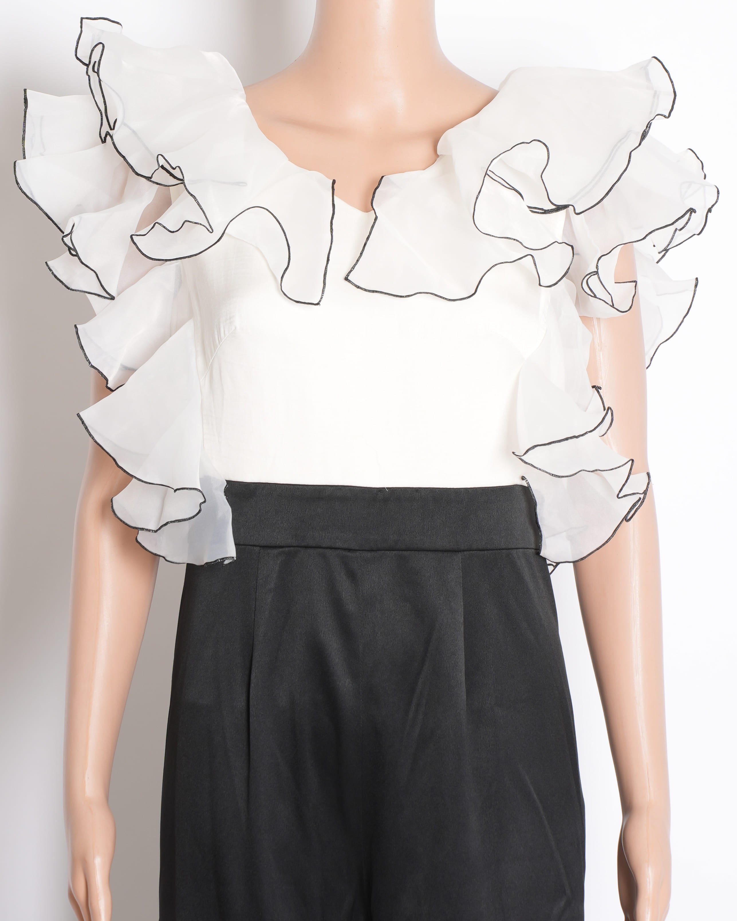 Pranati Kejriwal White Crepe & Organza Jumpsuit
