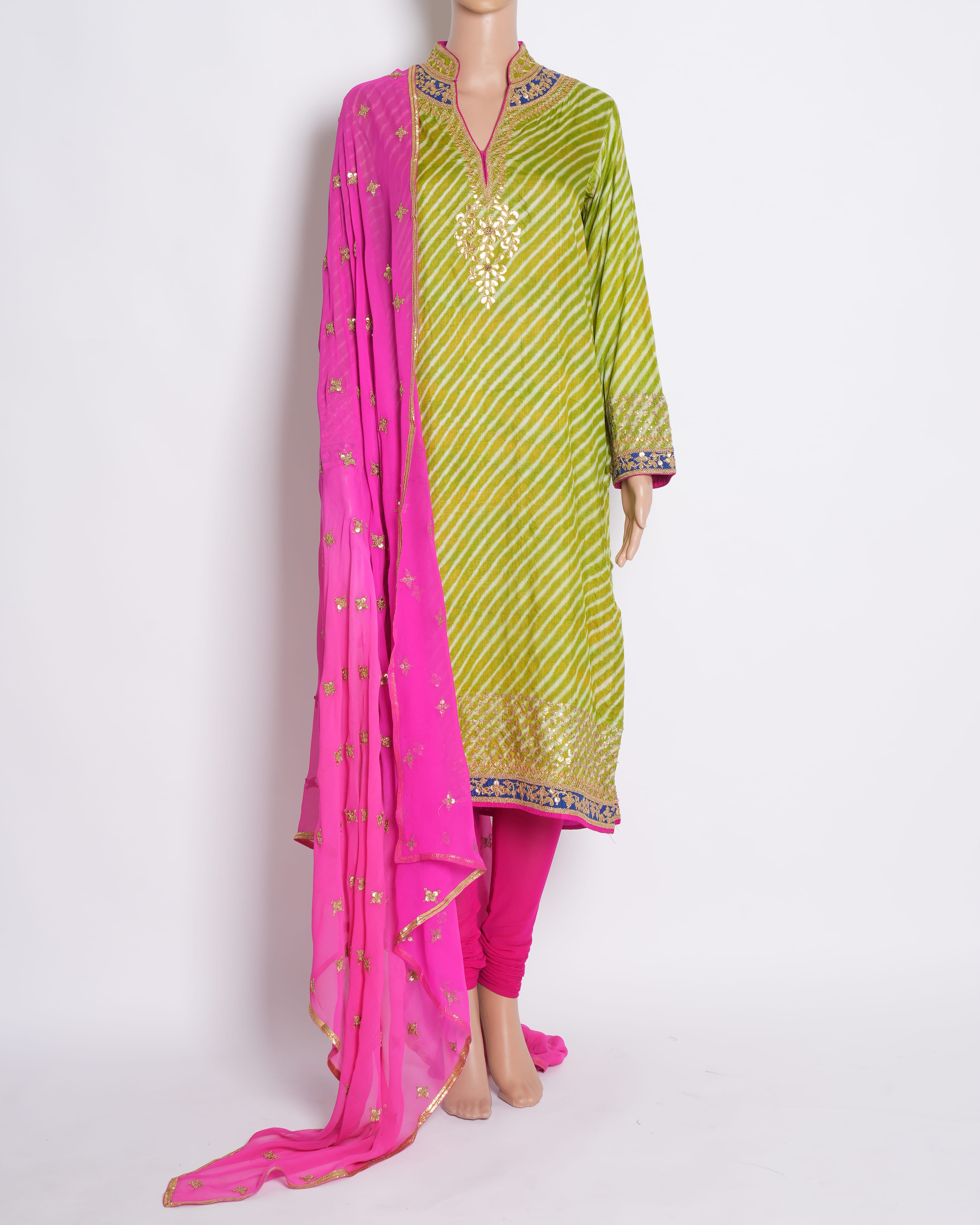 Saffron by Nidhi Tholia Embroidered Kurta Set with Churidar & Dupatta