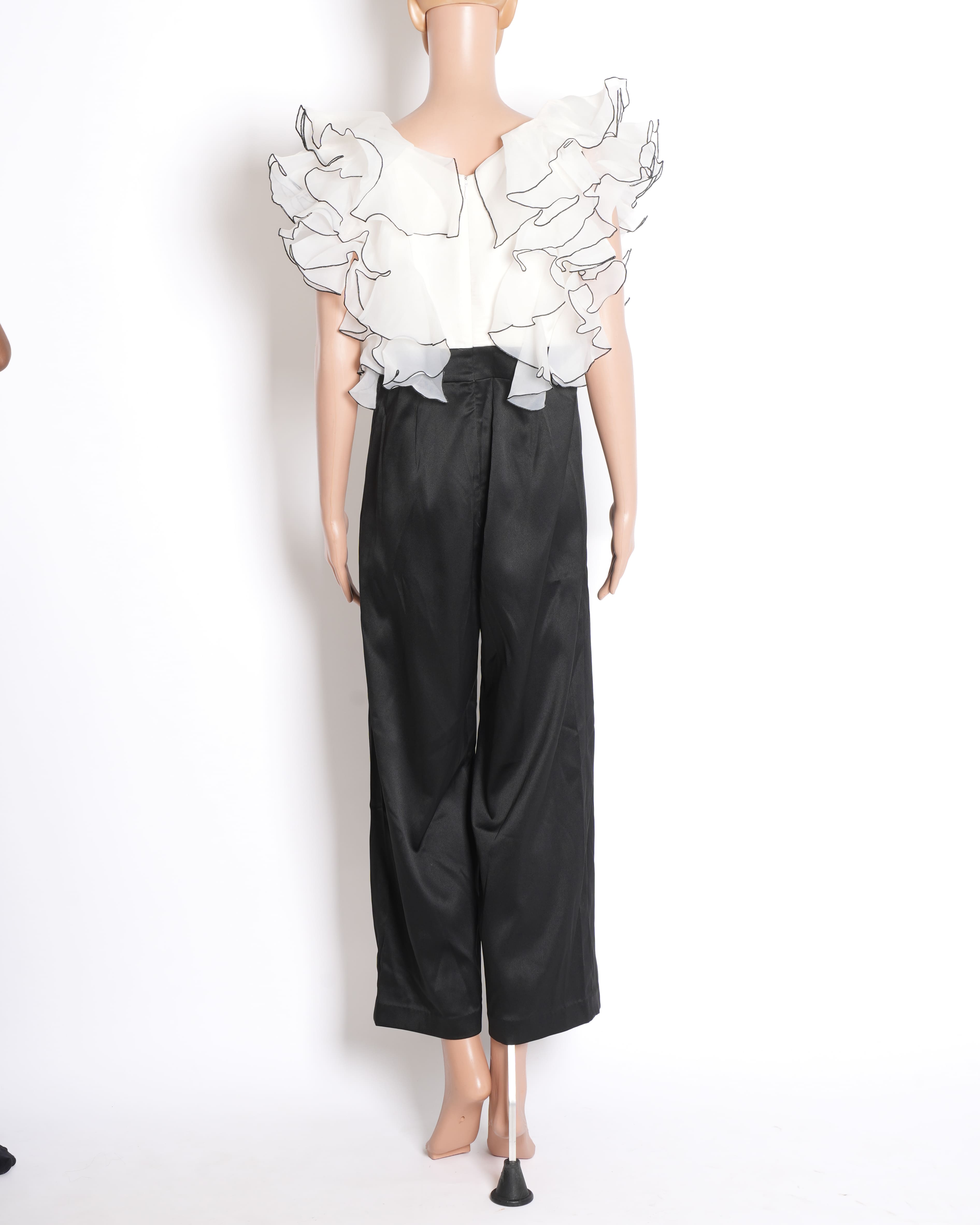 Pranati Kejriwal White Crepe & Organza Jumpsuit