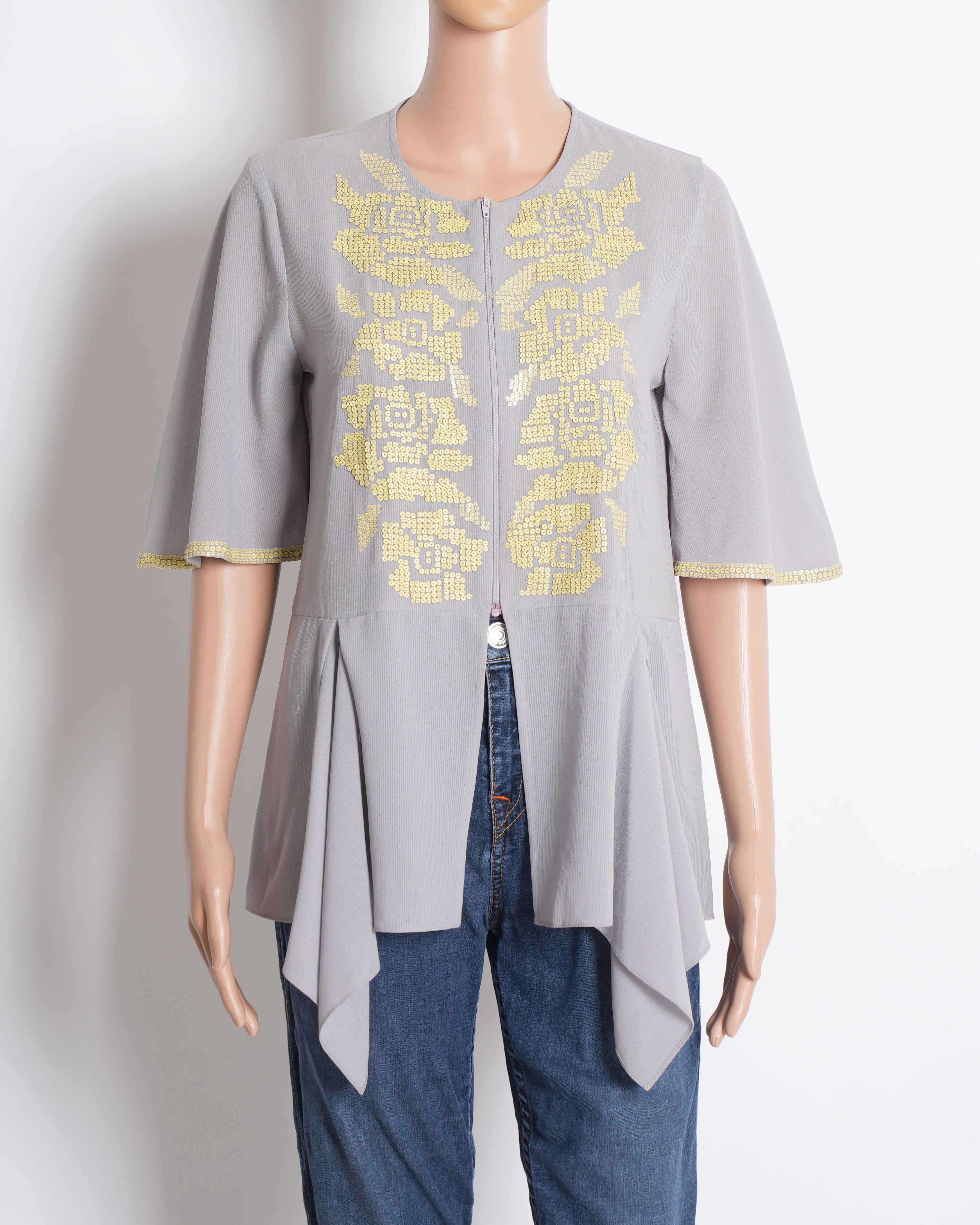 Namrata Joshipura Grey Sheer Top