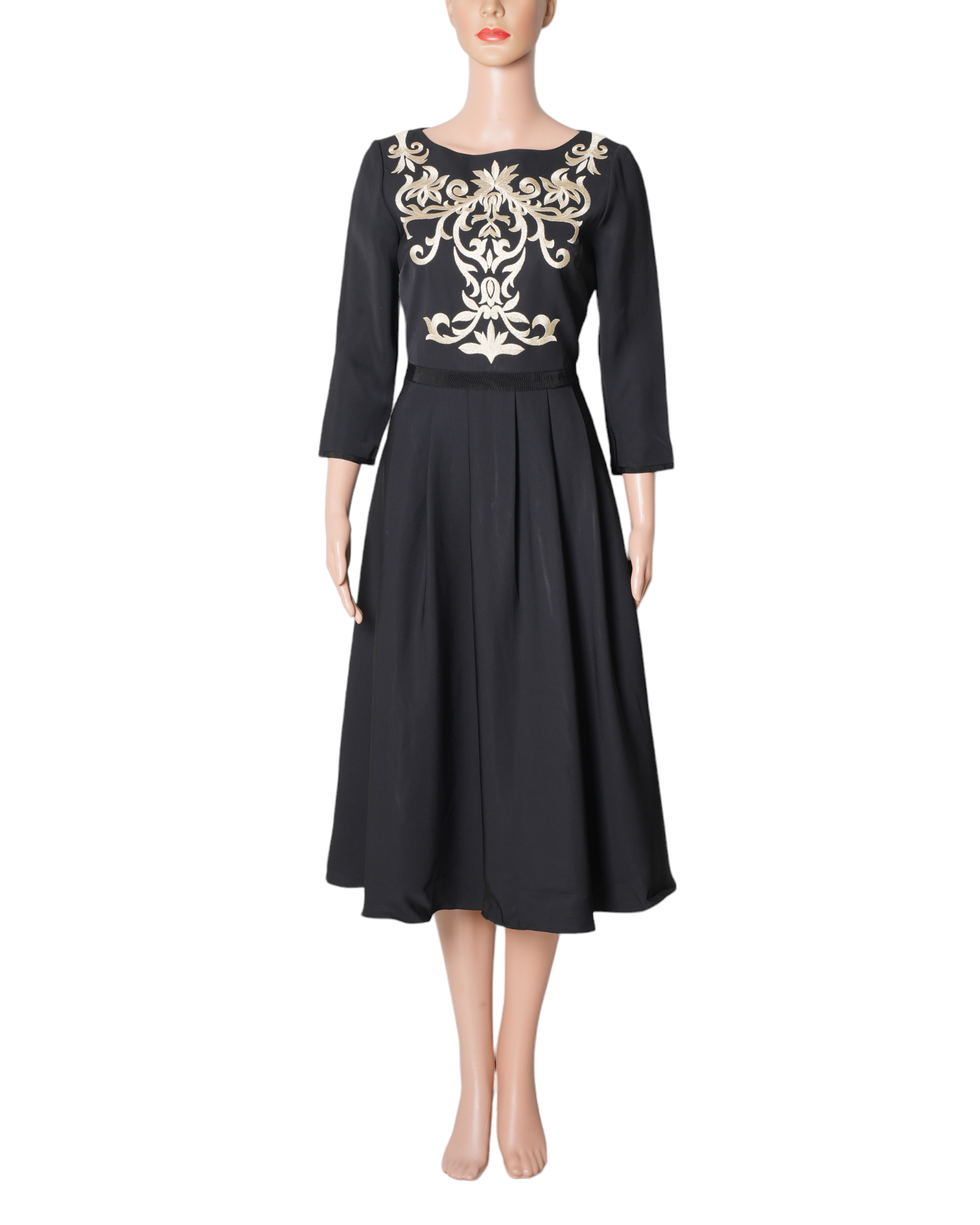 NEW Ted Baker Shamari Gold Embroidered Bodice Midi Dress