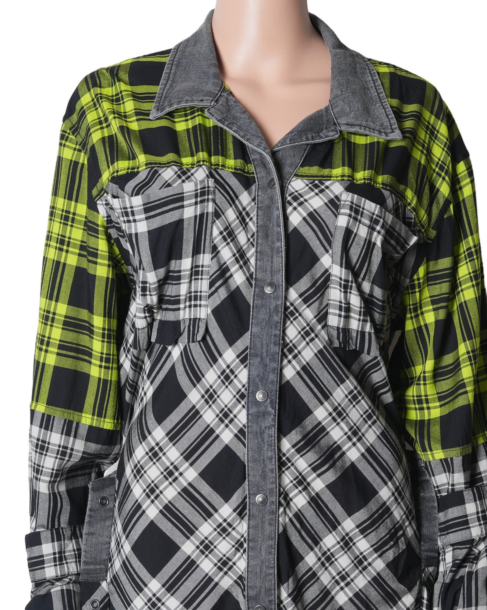 Diesel Grey Double Shirt Checkered Dress