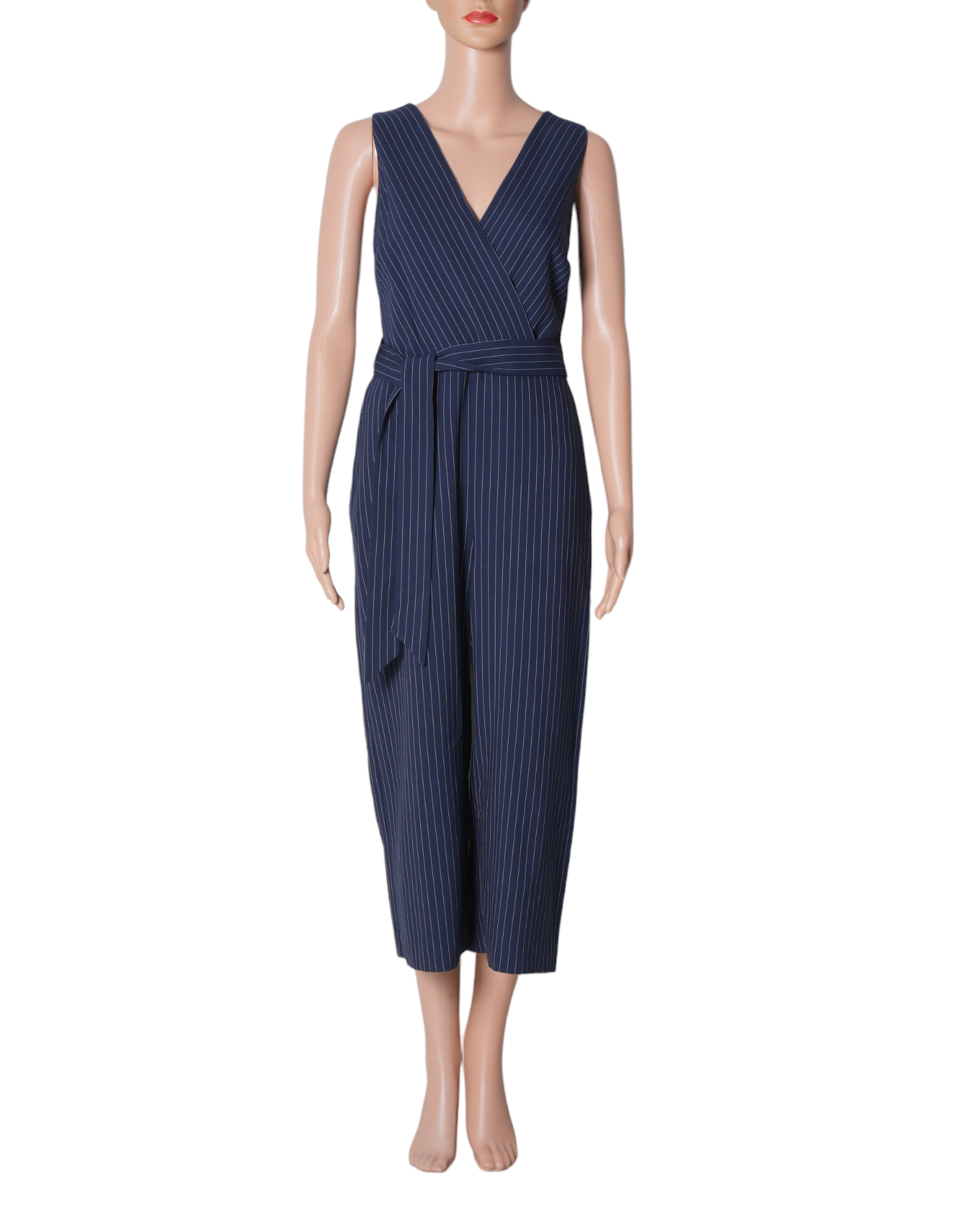 Lauren By Ralph Lauren Navy Blue Pin Stripe Jumpsuit