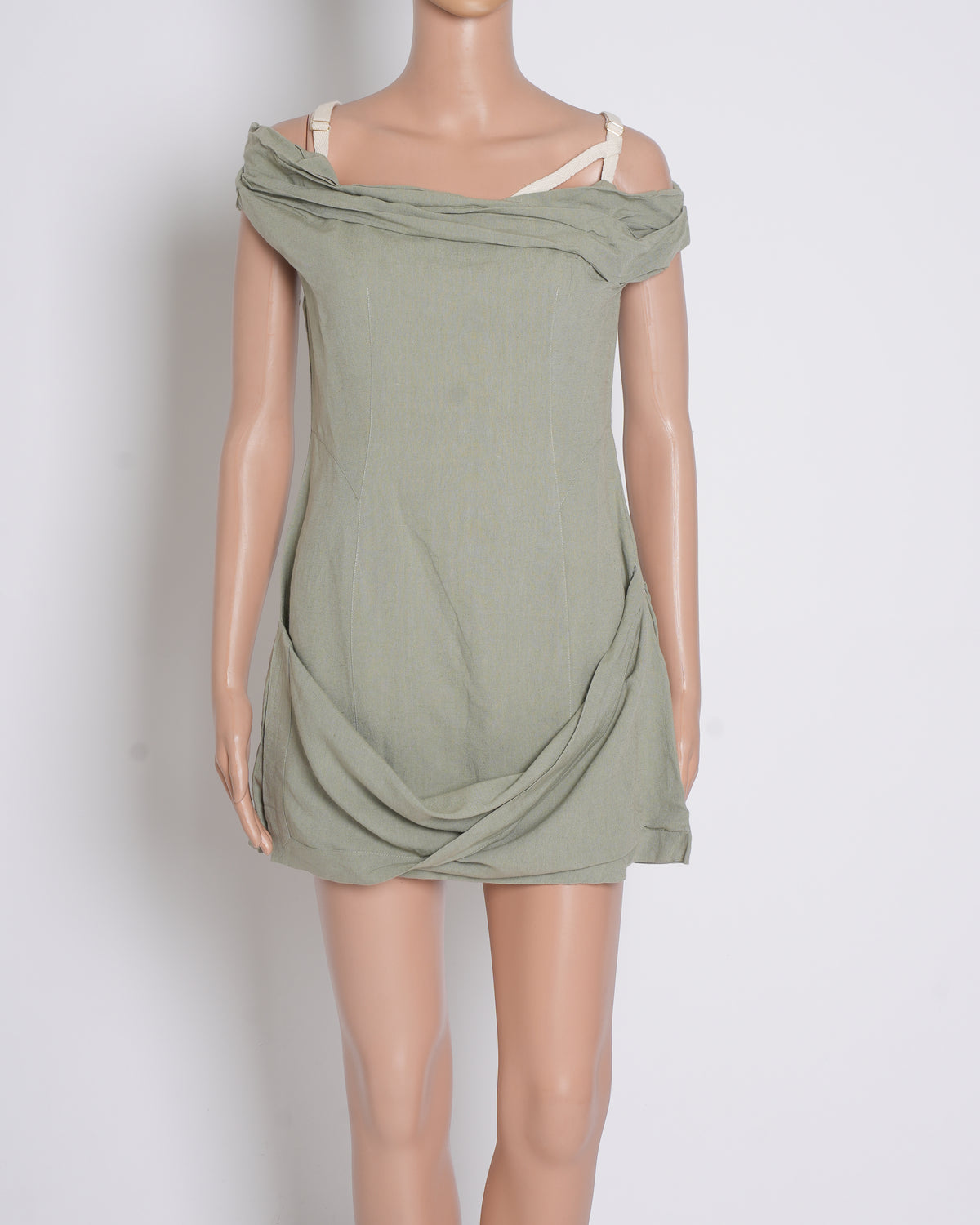 jacquemus linen mini dress Baunhilha layered linen mini shirt dress - fuchsia