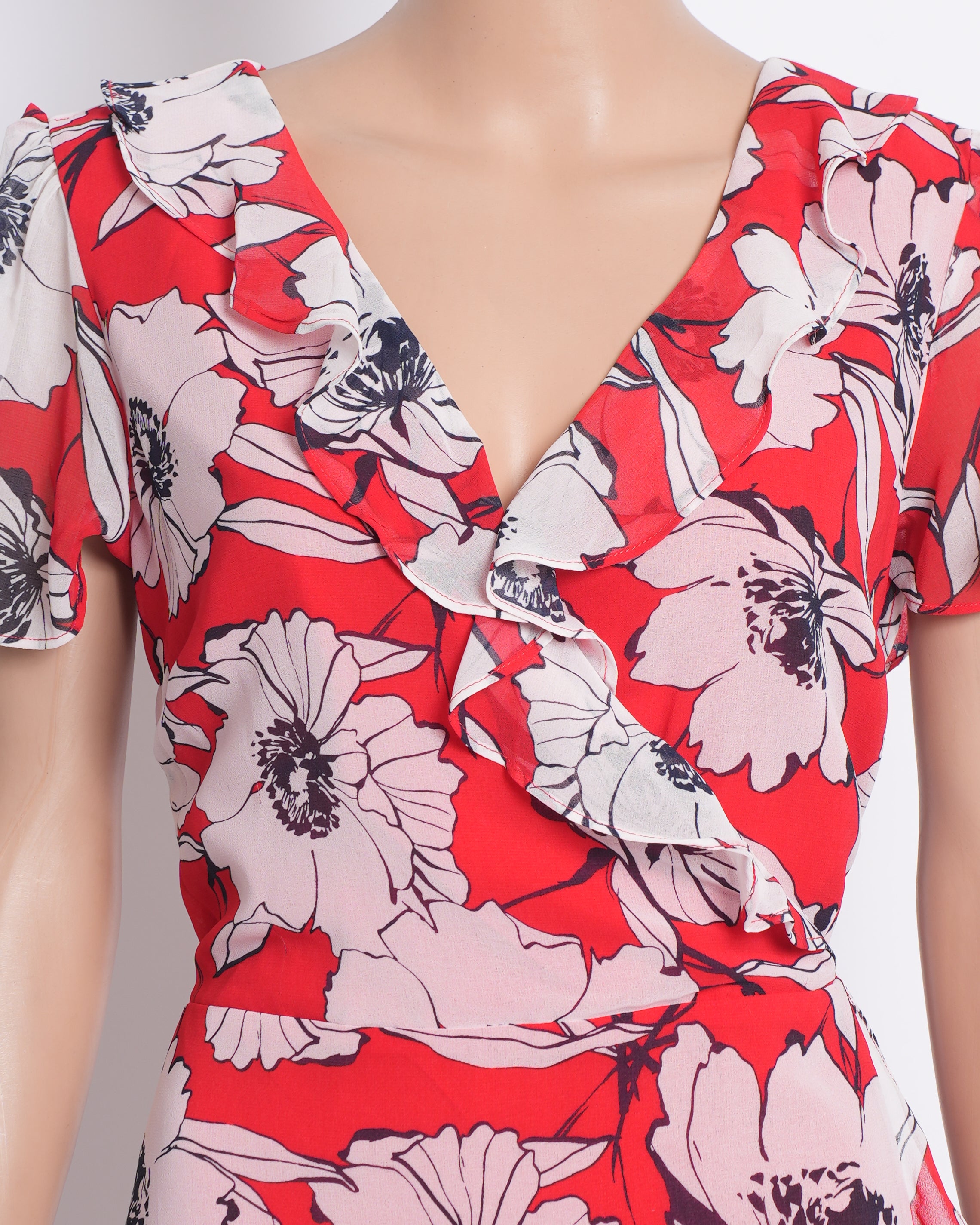 Karl Lagerfeld Floral Ruffle Wrap Dress