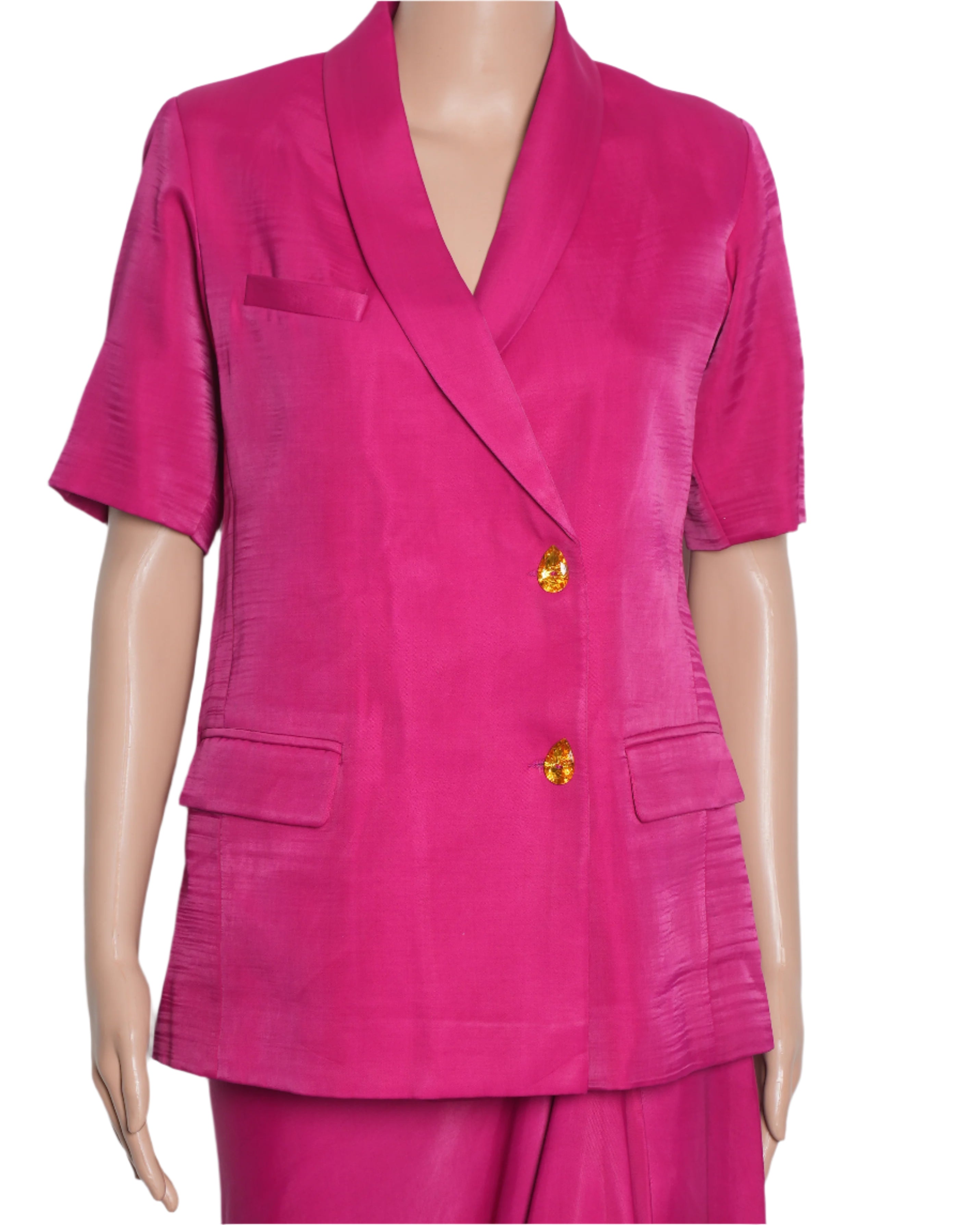 Studio Rigu Rani Pink Blazer With Draped Skirt (Set of 2)