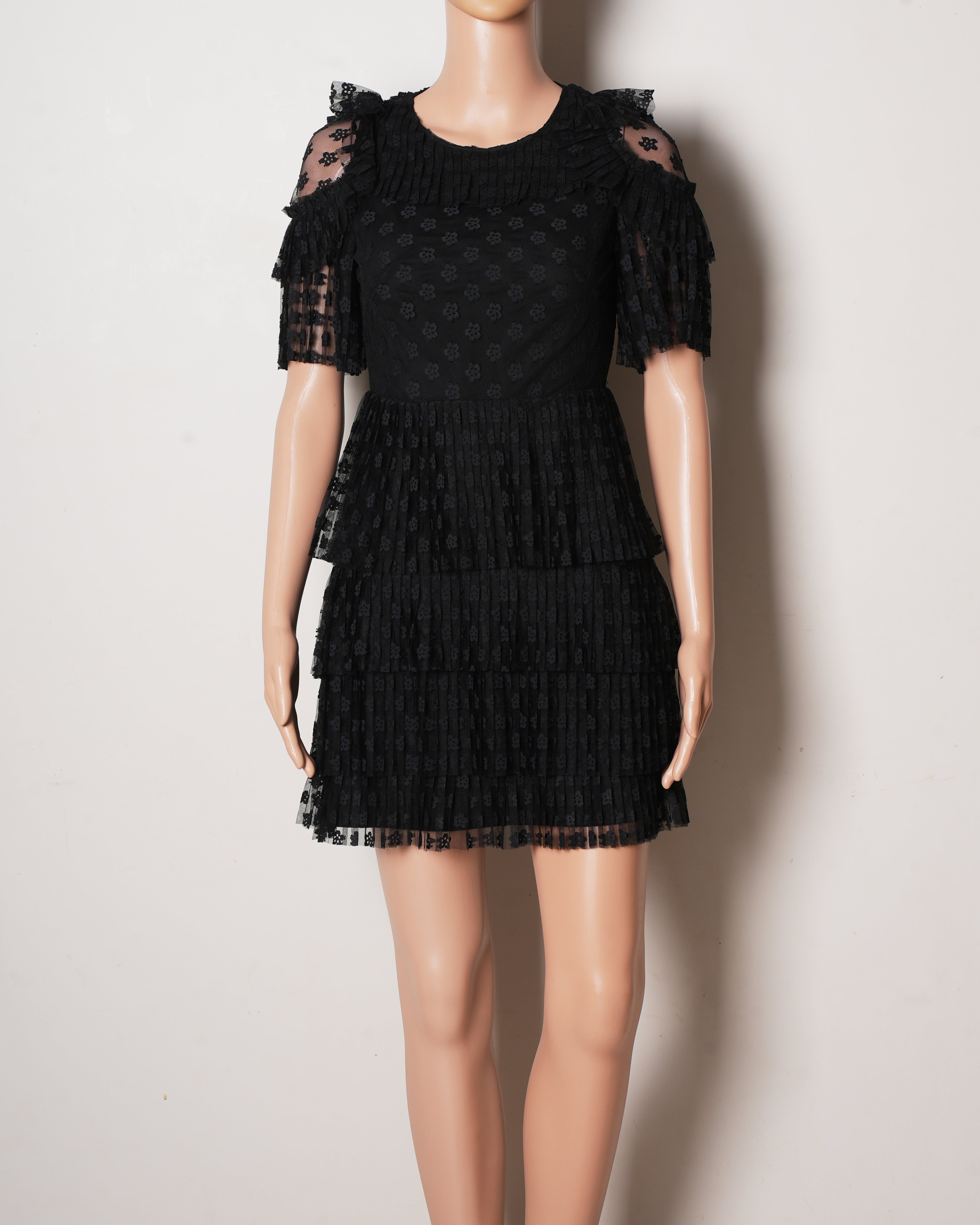 New Sandro Black Frill Dress